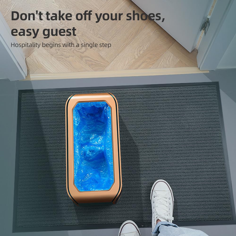 Automatic Shoe Cover Dispenser Machine with 100pcs Non-Slip Disposable Covers - Portable Shoe Bootie Dispenser for Home, Hospital, Supermarket & Clinic - Keep Floors Clean in High Traffic Areas