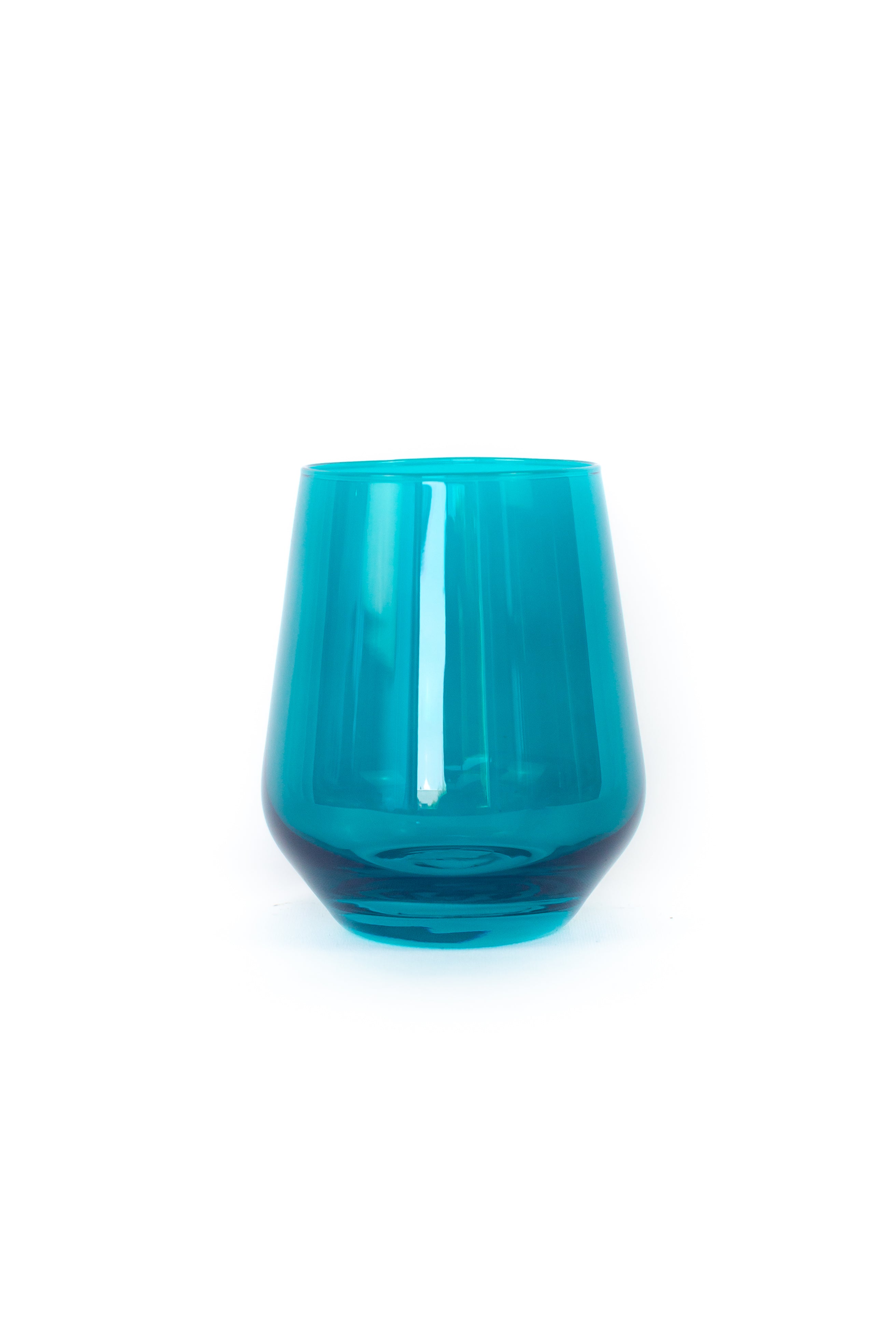 Estelle Stemless Wine Glasses Set of 2 - Teal Colored Unbreakable Crystal Glassware for Red & White Wine - Perfect for Dinner Parties, Wedding Gifts & Home Bar Accessories