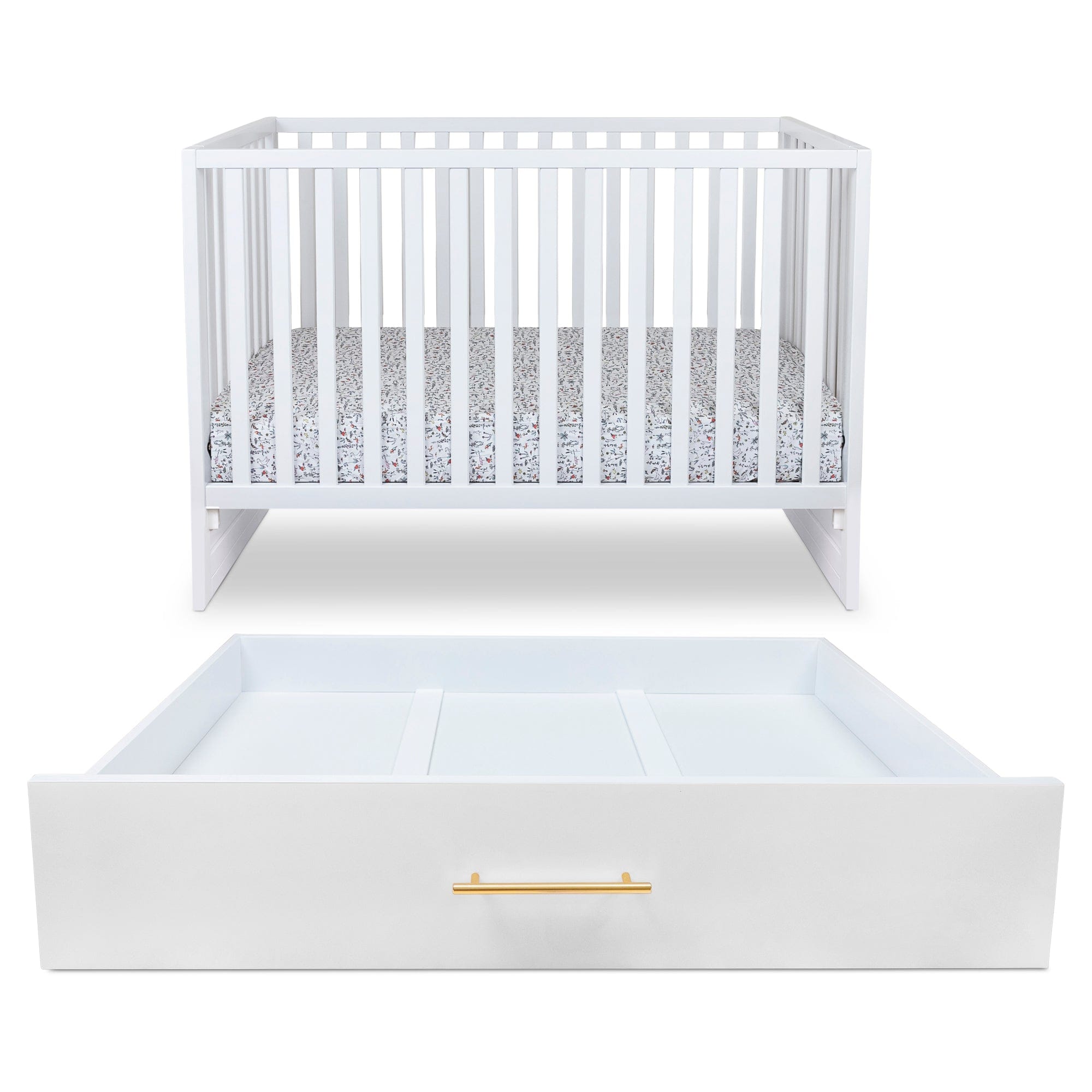 Hush Crib with Trundle & Custom Fabric Mattress - Space-Saving Nursery Bed with Pull-Out Sleeper for Baby & Toddler - Perfect for Small Rooms, Guest Rooms & Shared Kids' Bedrooms
