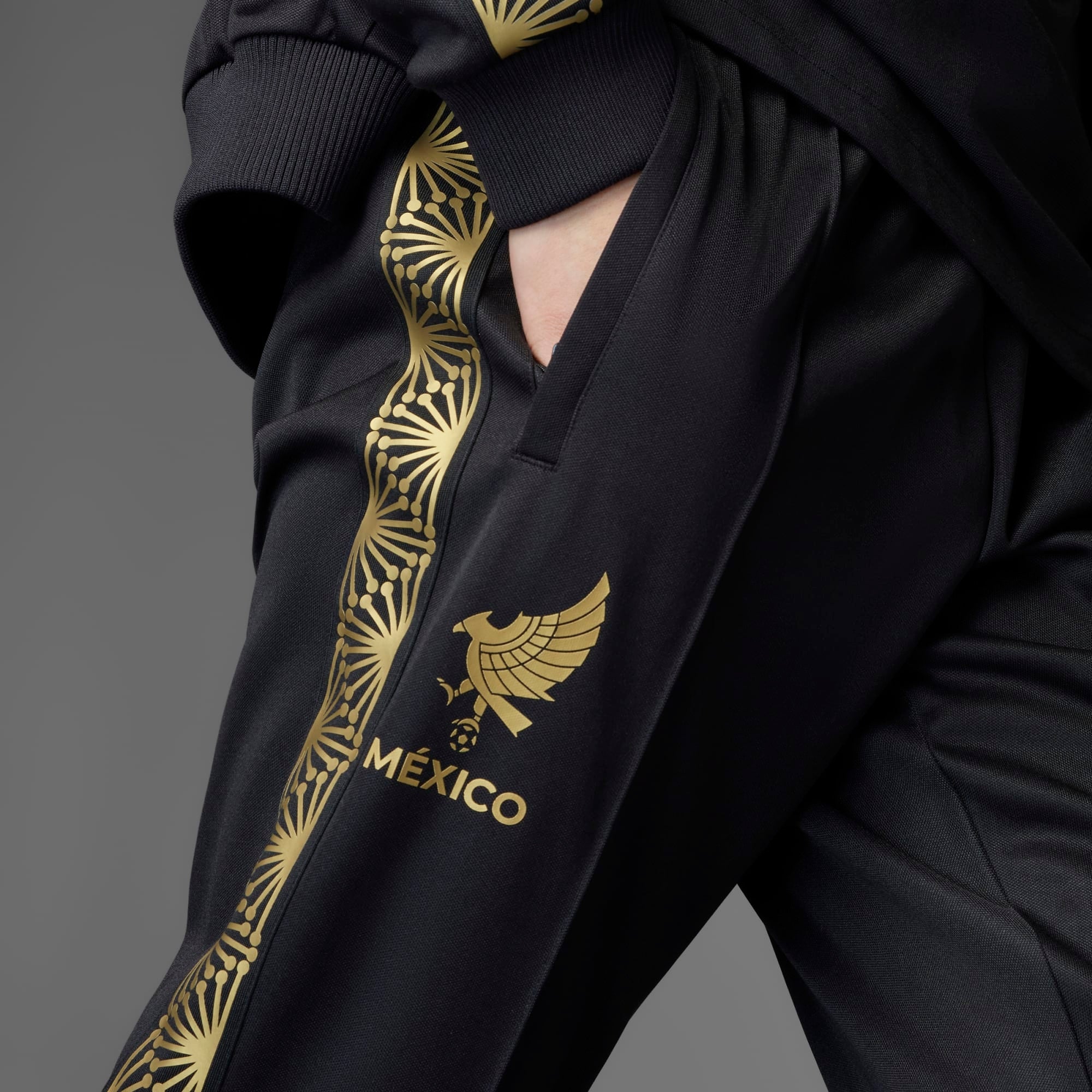 adidas Mexico 2025 Gold Track Jacket - Men's Athletic Running Hoodie for Training & Gym Workouts - Perfect for Jogging, Streetwear Fashion & Casual Outfits