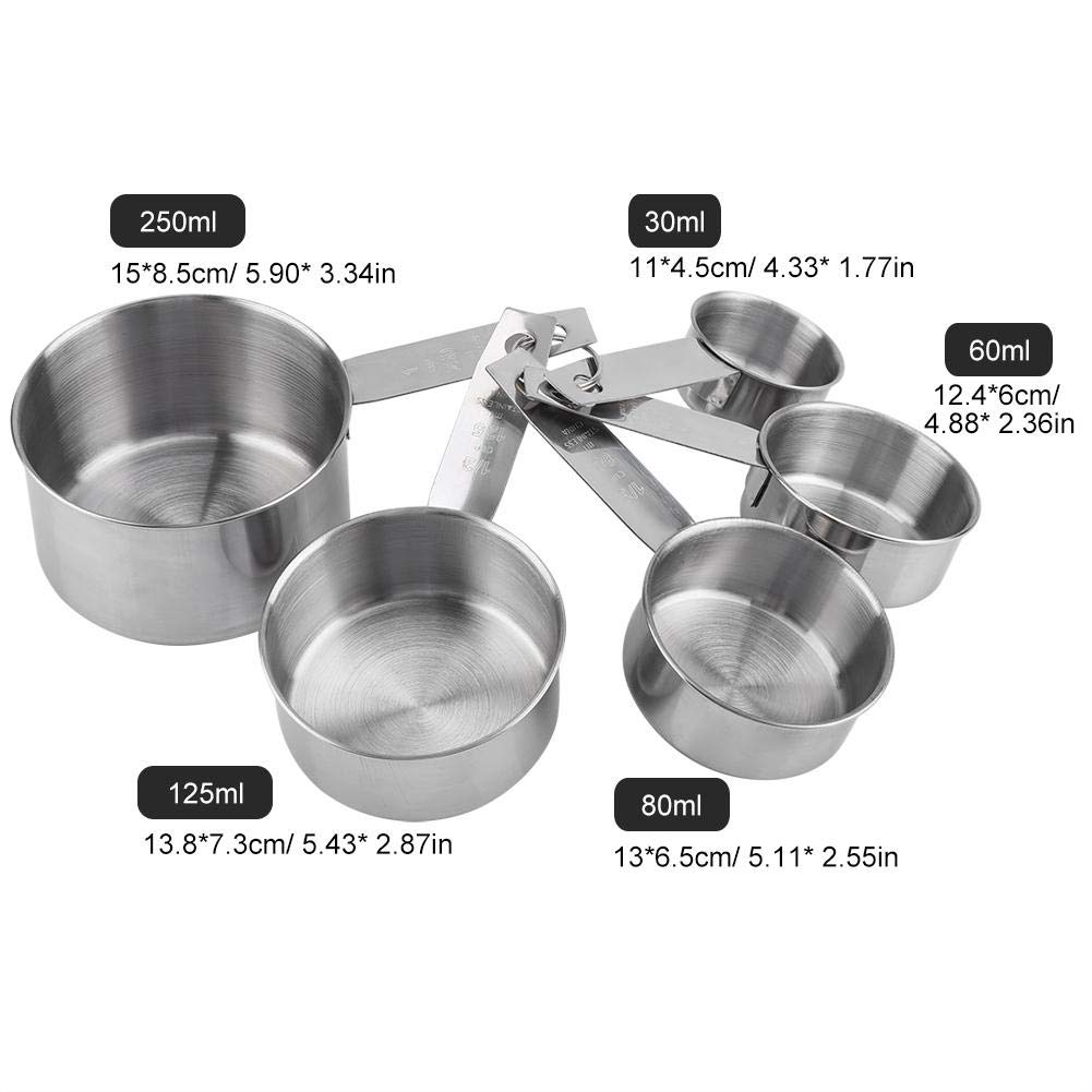 5-Piece Stainless Steel Measuring Cups Set - Precise Dry & Liquid Measuring for Baking, Cooking & Mixing - Perfect for Home Chefs & Professional Kitchens