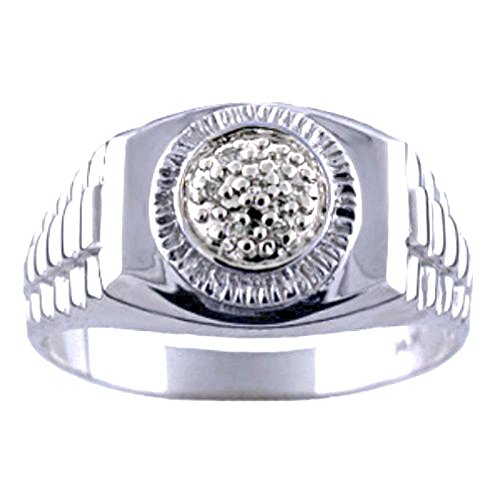 Rylos 14K White Gold Diamond Men's Pinky Ring - Luxury Rolex Style Ring for Men, Perfect for Weddings, Parties & Gifts | High-Quality Gold Jewelry for Everyday Wear