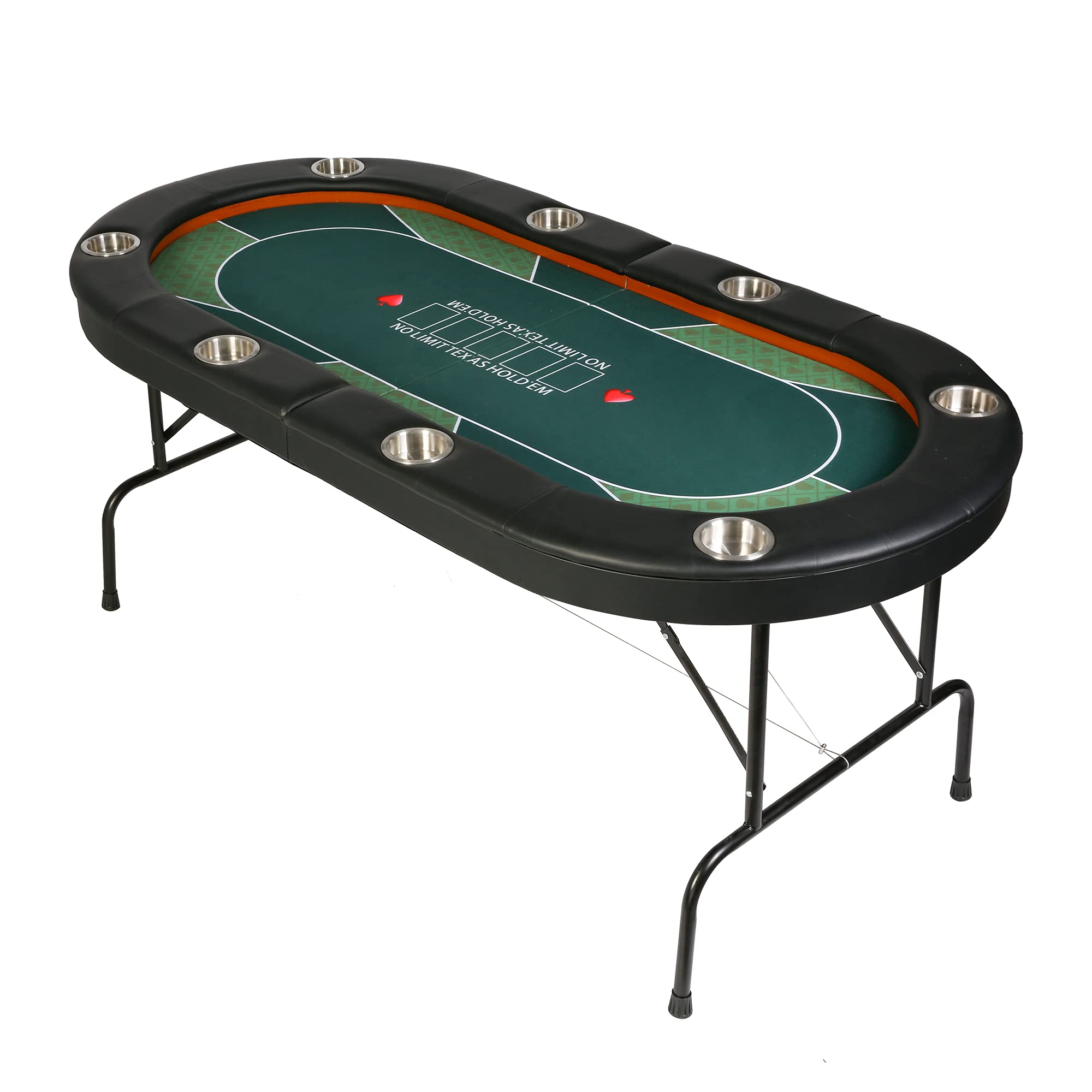 Foldable Poker Table for 8 Players - Professional Texas Holdem & Blackjack Casino Game Table with Green Felt Surface | Perfect for Home Game Nights, Poker Parties & Casino-Themed Events