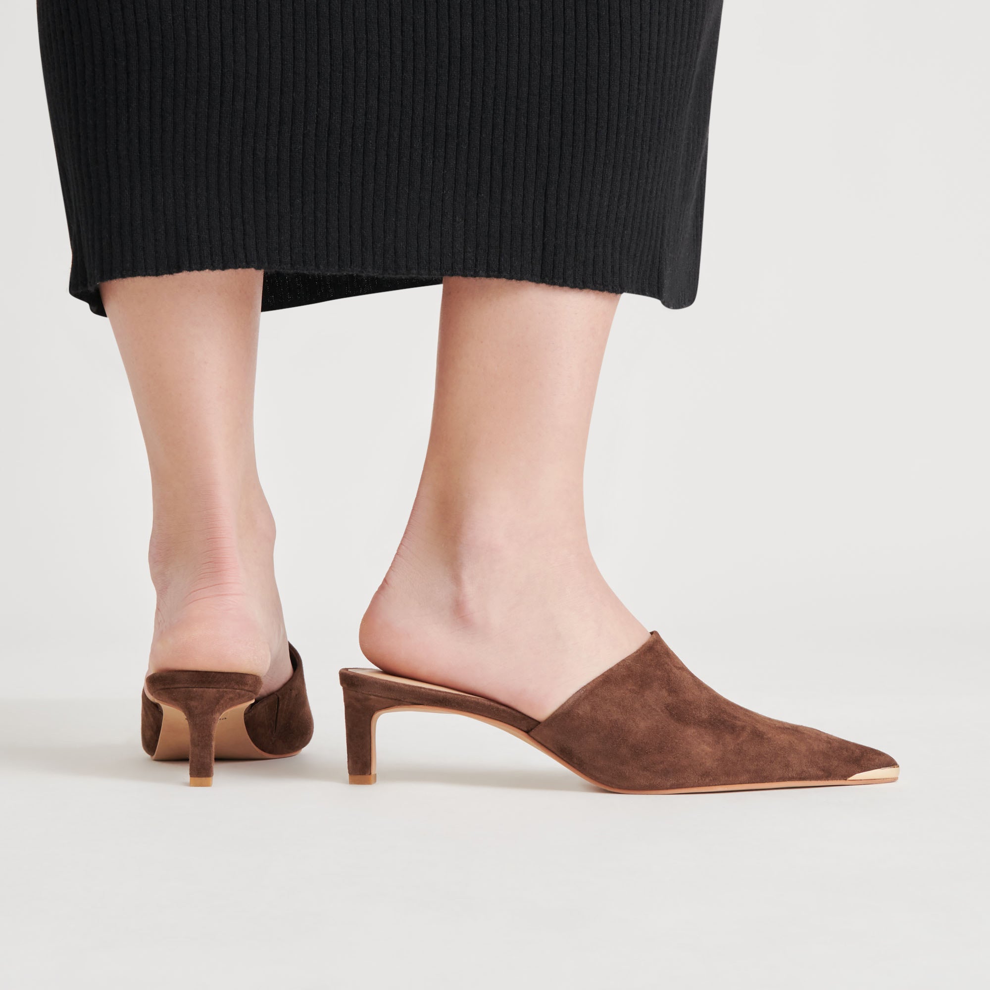 LEXY Women's DK Brown Suede High Heels - Stylish & Comfortable Dress Shoes for Party, Wedding & Evening Events