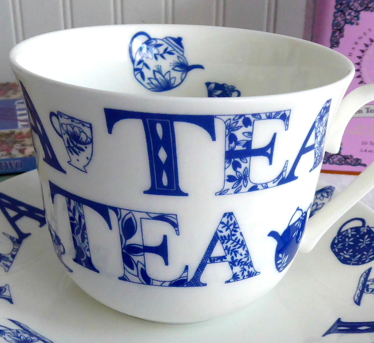 Roy Kirkham Blue and White Chintz Bone China English Breakfast Tea Cup and Saucer Set - Perfect for Afternoon Tea, Gifts, and Elegant Dining
