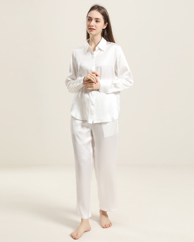 Premium Silk Pajama Set for Women - Soft & Breathable Sleepwear - Perfect for Lounging, Travel & Gift Giving