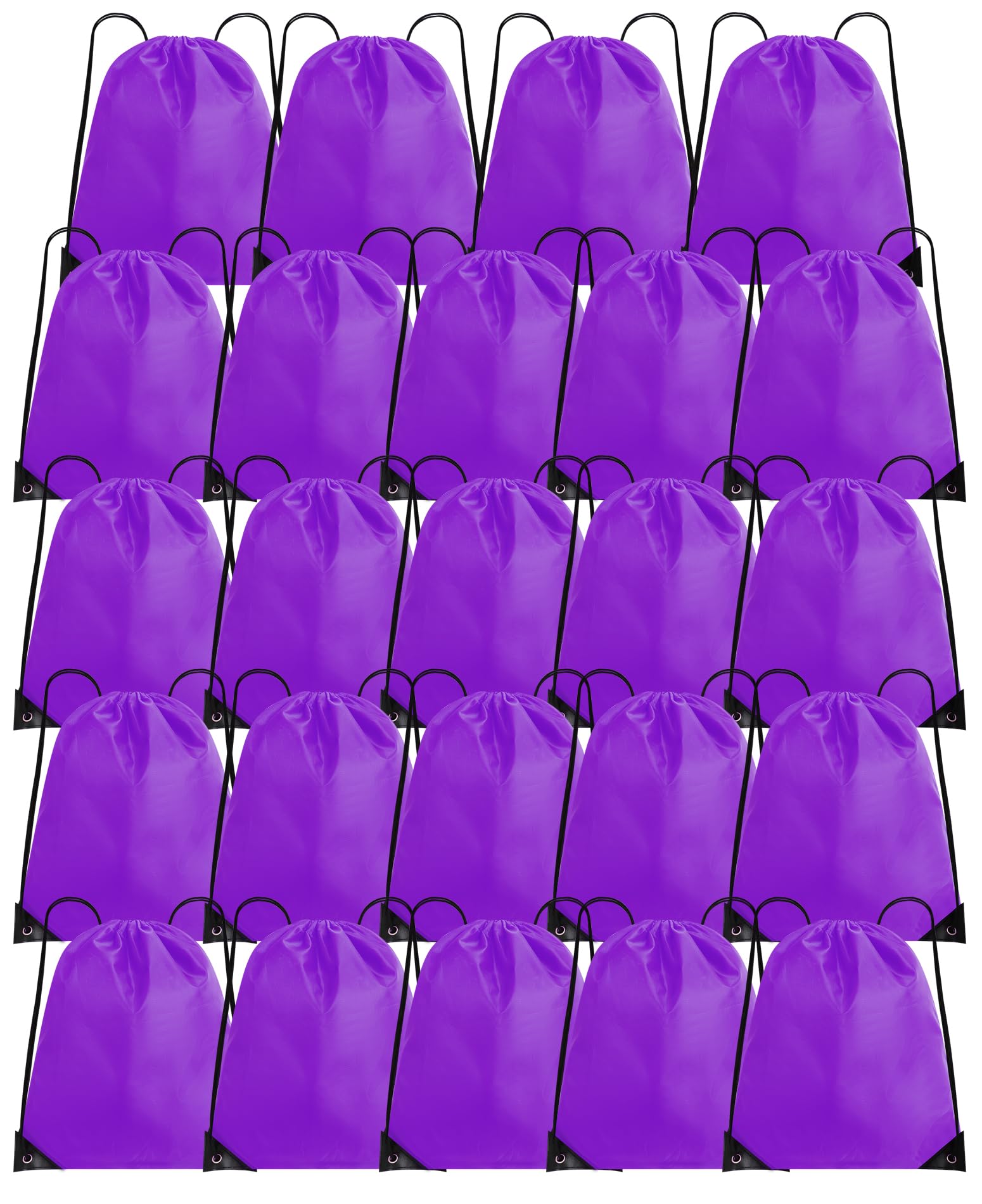 24-Pack Purple Drawstring Backpacks - Bulk Gym Bags for Men & Women, Lightweight Cinch Sackpack for Sports, Travel & Storage | Durable String Bags for School, Beach & Outdoor Activities