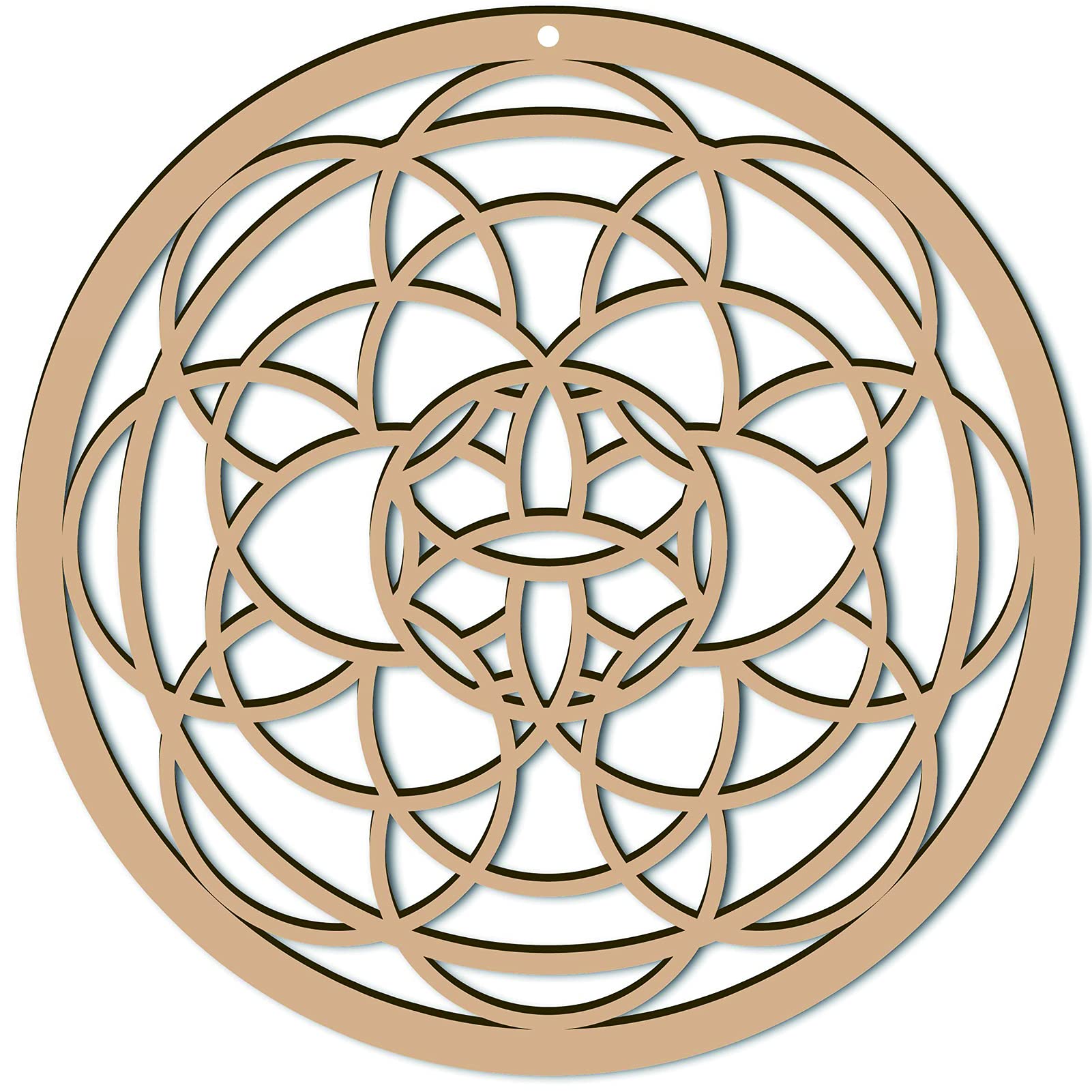 10 Inch Wood Flower Wall Decor - Laser Cut Sacred Geometry Crystal Grid Wall Art - Spiritual Symbol Hanging Decor for Home, Office & Yoga Studio - Perfect for Housewarming Gifts & Meditation Spaces