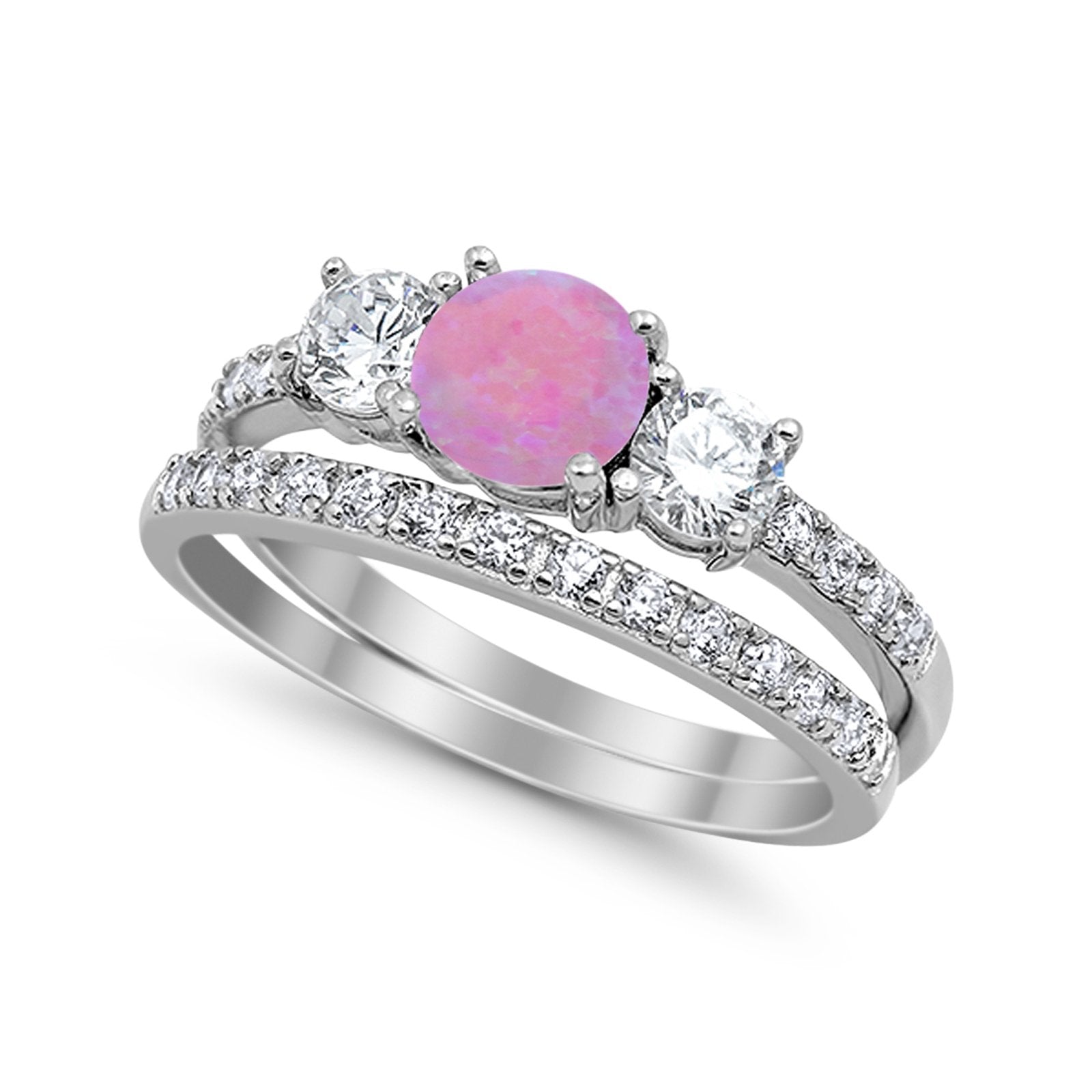 3 Stone Wedding Bridal Ring Set - 925 Sterling Silver Cubic Zirconia Engagement Rings for Women - Perfect for Proposals, Anniversaries & Special Occasions
