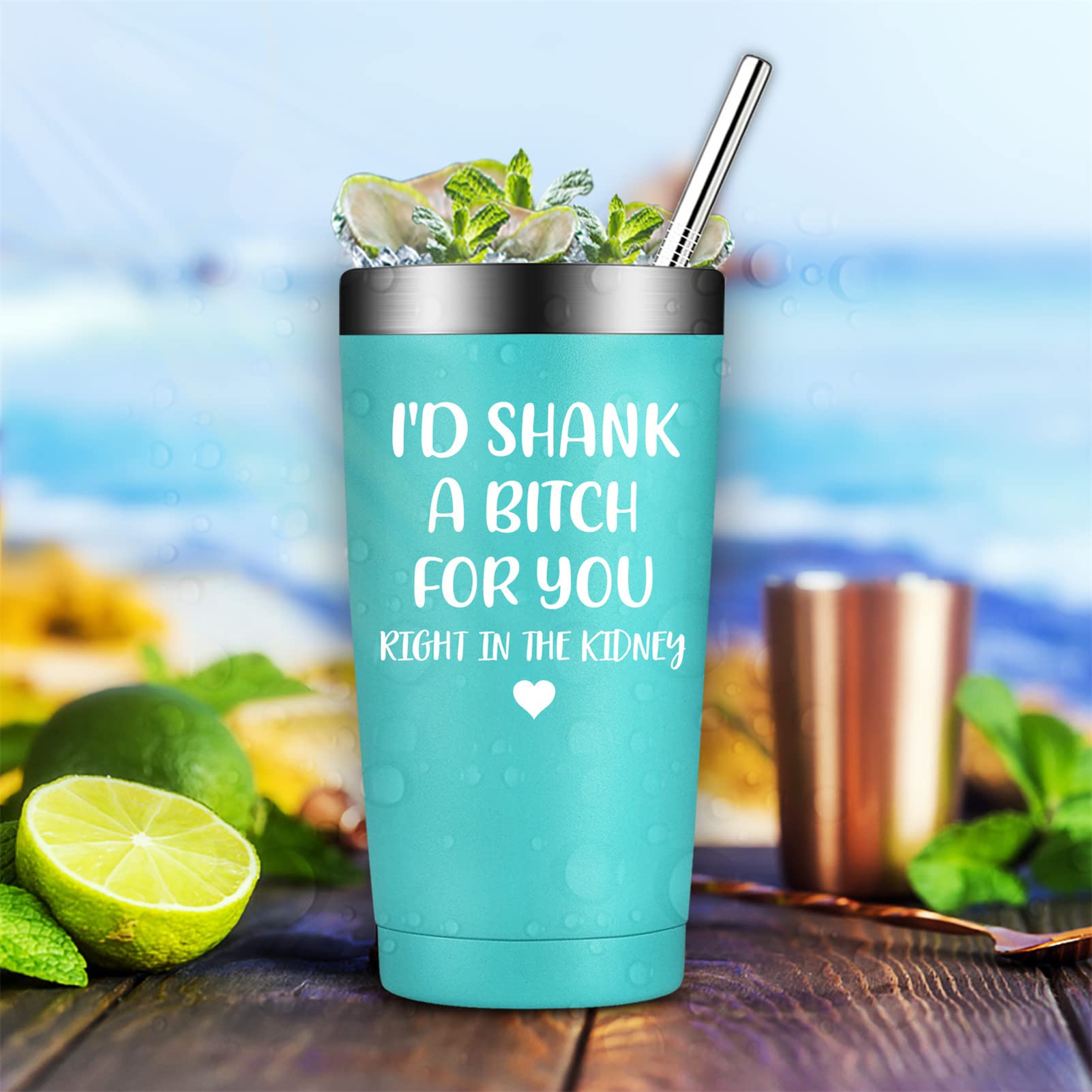 BIRGILT Best Friend Birthday Gifts for Women - Funny 'I'd Shank a B for You' Tumbler Cup - 20oz Insulated Stainless Steel Mug for Female Friends, Coworkers, Sisters, Besties - Perfect for Office, Home, or Travel Use
