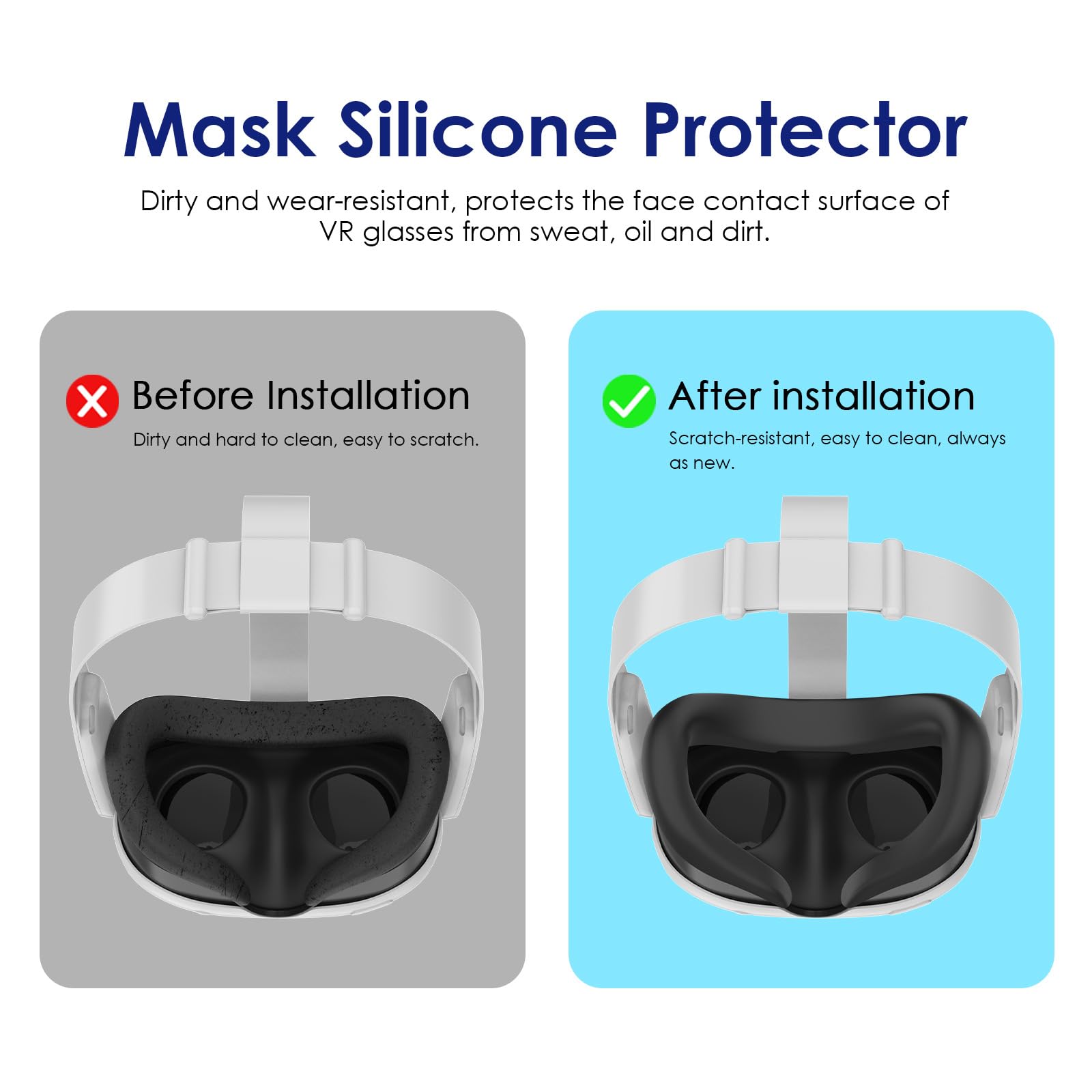 Meta Quest 3 VR Headset Face Shield - Silicone Mask Cushion Pad, Sweatproof & Opaque Replacement Face Interface for Enhanced Comfort - Perfect for Gaming, Fitness VR & Long Play Sessions (Black)