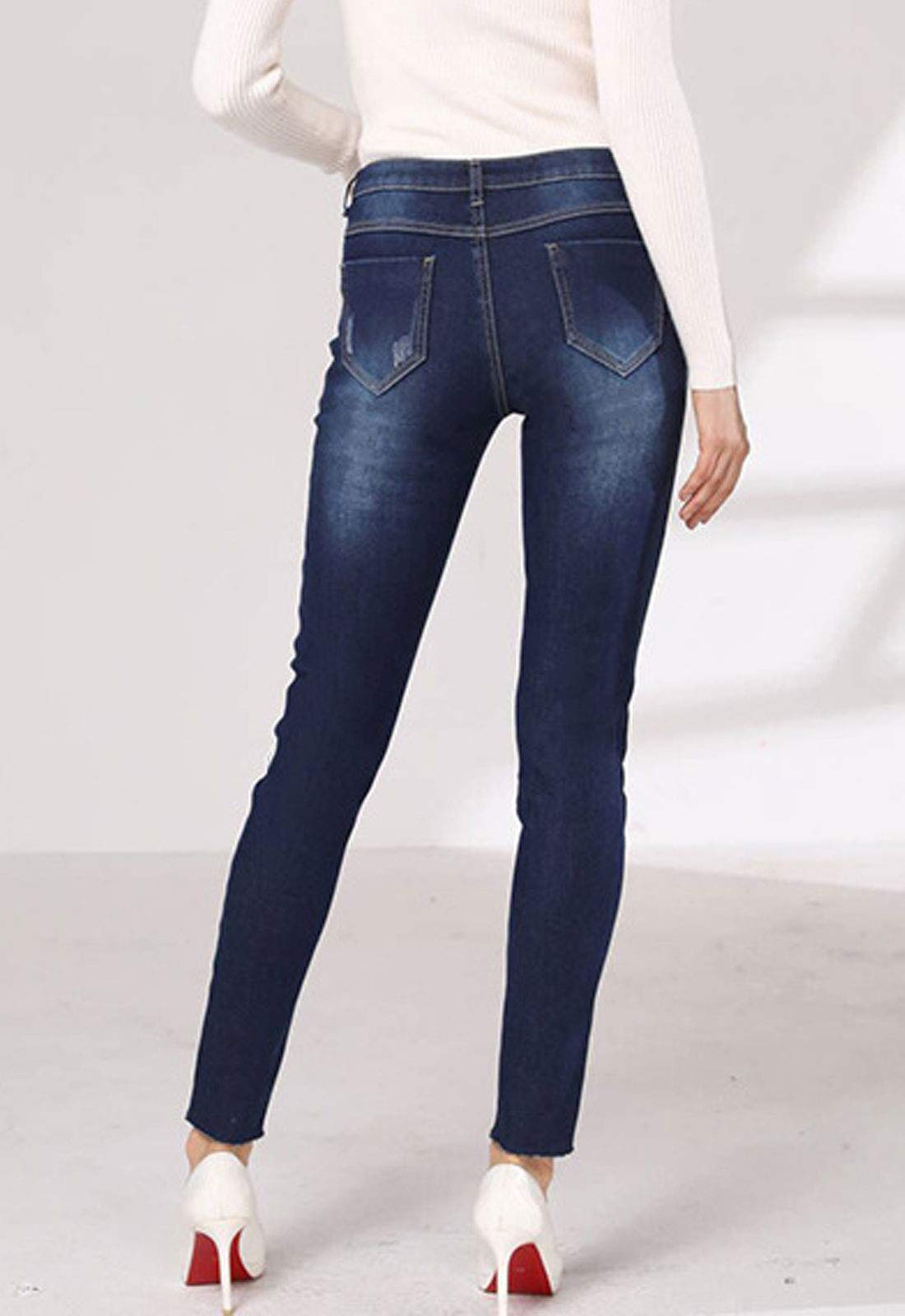 Flygo Women's Casual Fleece Lined Jeans - Slim Fit Stretch Denim Pants for Winter Warmth & Comfort | Perfect for Outdoor Activities, Work & Everyday Wear