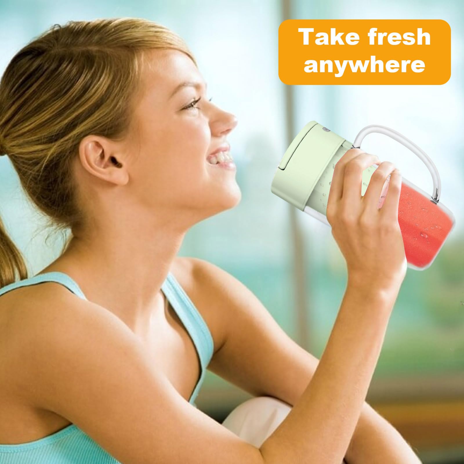 Portable USB Rechargeable Mini Blender - 10 oz Personal Smoothie Maker for Fruits, Veggies & Shakes - Lightweight & Easy to Clean - Perfect for Travel, Camping, Office & Gym (Green)