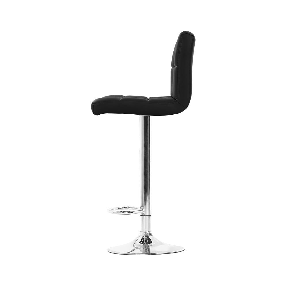 4 Bar Stools with Leather Seat & Gas Lift - Adjustable Height, Black - Perfect for Kitchen Island, Breakfast Bar & Home Decor