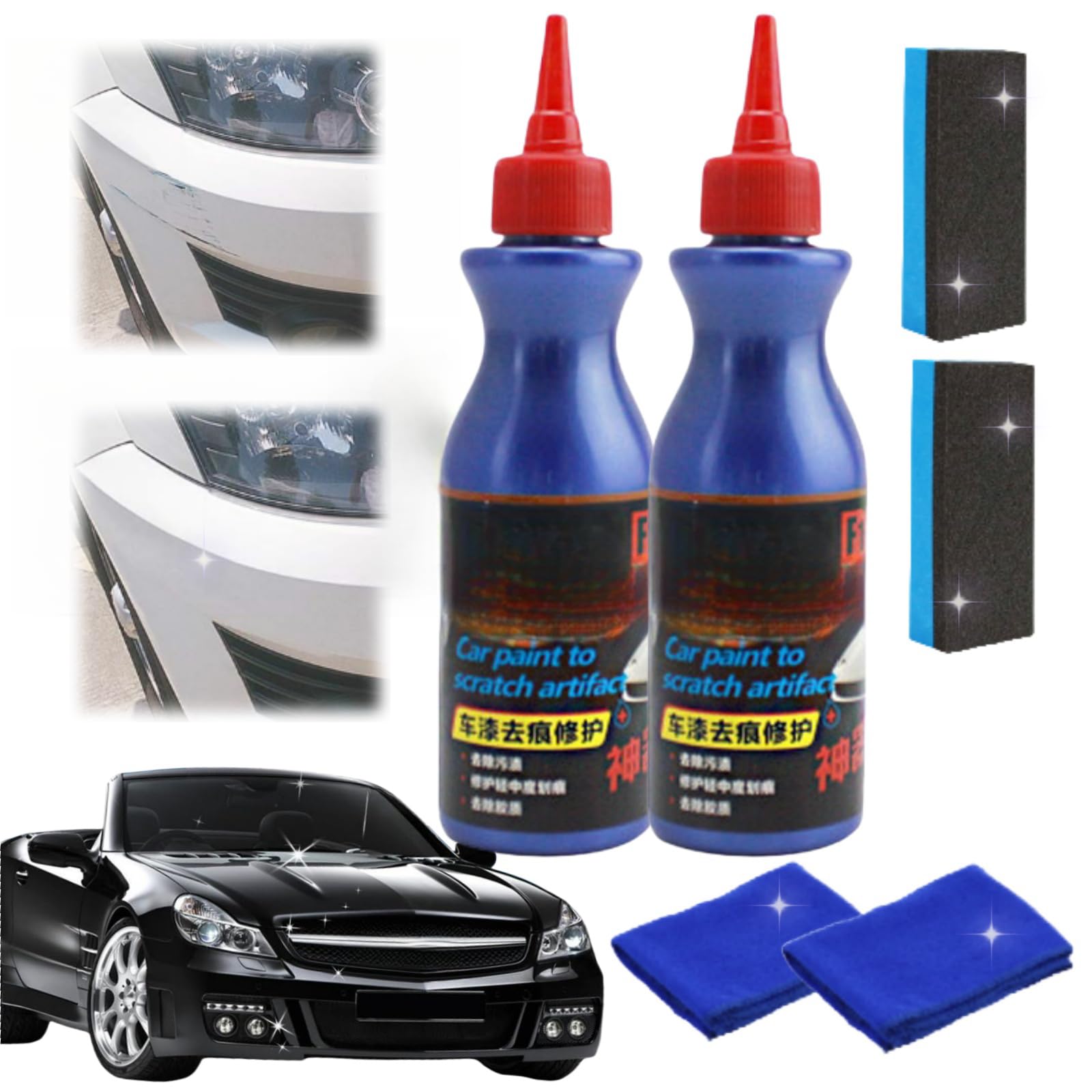 Peony Car Scratch Remover Kit (2 Pcs) - Ultimate Paint Restorer & Scratch Repair Wax for Vehicles - Fix Paint Scratches & Restore Shine - Perfect for Cars, Trucks & SUVs (Great for DIY Car Detailing & Minor Scratch Repair)
