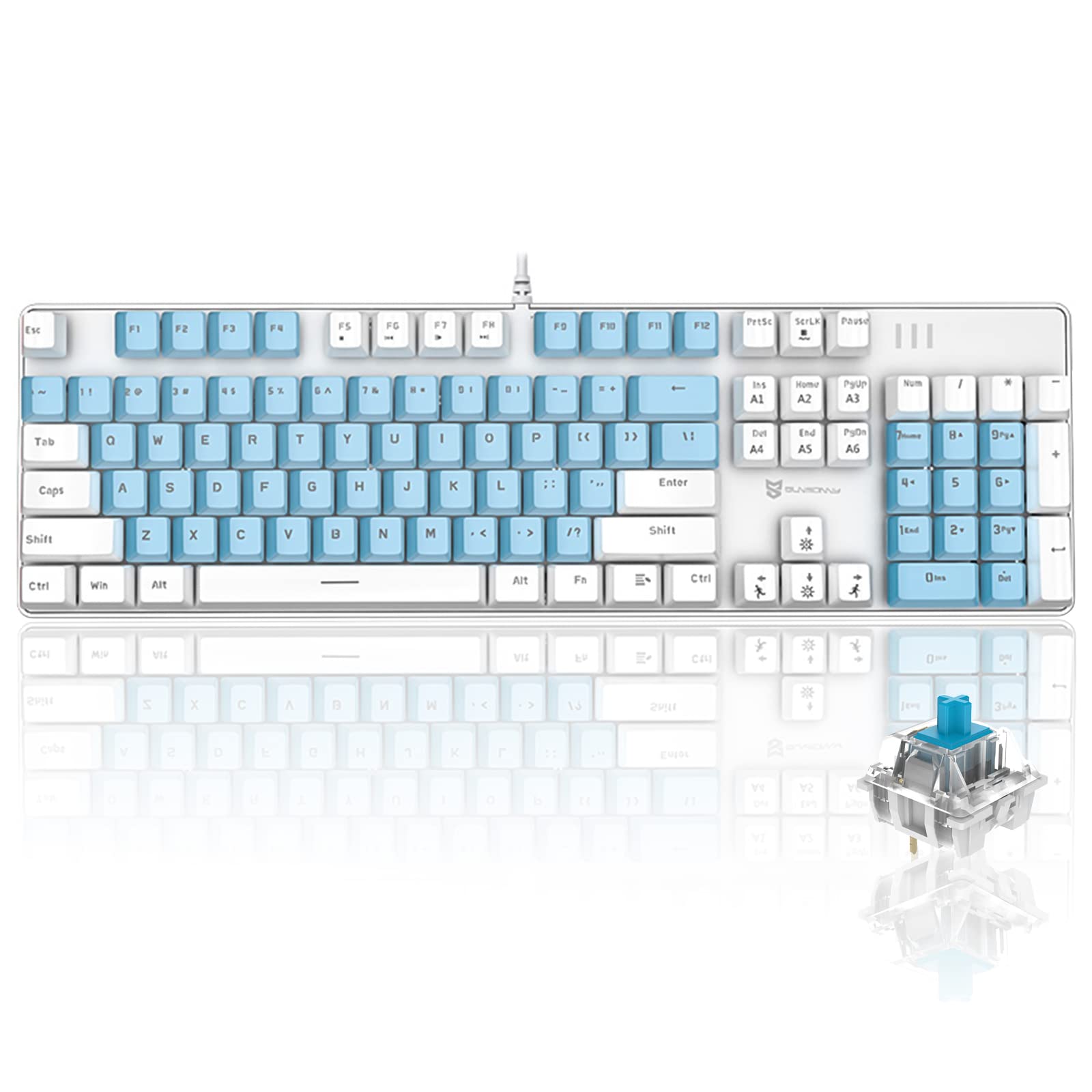 Mechanical Gaming Keyboard with Blue Switches - LED Backlit Wired Keyboard, 21 RGB Lighting Modes, Compact Design for PC, Mac & Windows Laptops - Perfect for Gaming, Typing & Office Work