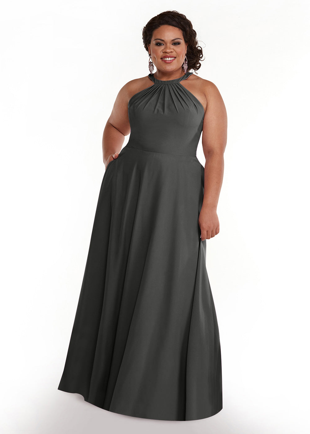 Elegant 83002 Stretch Chiffon A-Line Bridesmaid Dress with Adjustable Halter Neck - Perfect for Weddings, Formal Events & Special Occasions