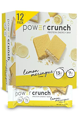 Power Crunch Protein Wafer Bars - 12 Pack of 1.4oz High Protein Snacks | Lemon Meringue Flavor | Keto Friendly & Gluten Free | Perfect for Post-Workout Recovery, On-the-Go Energy & Healthy Weight Management