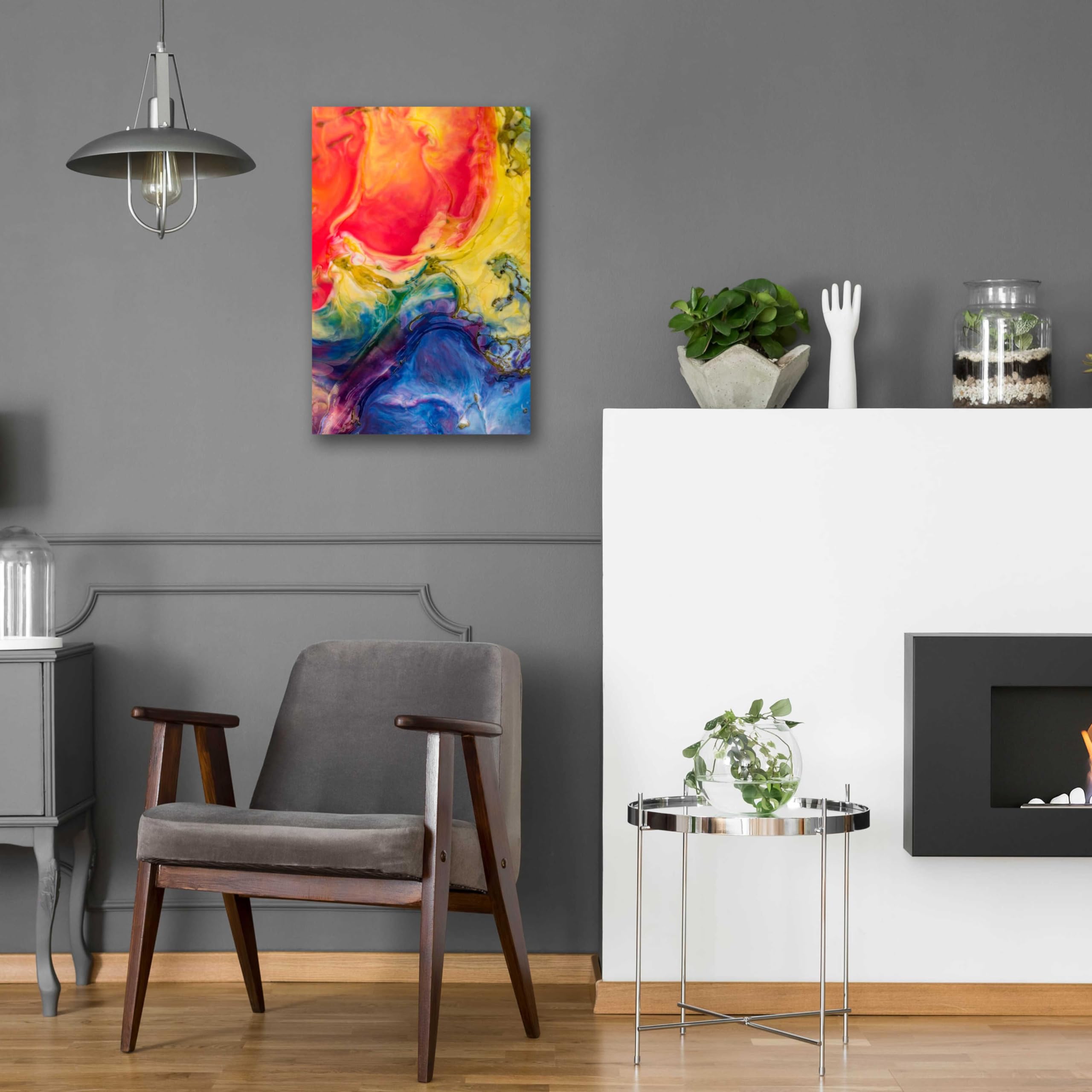 Epic Art 'Ice Cream Flow' Acrylic Glass Wall Painting - 16x24 Inches Modern Home Decor for Living Room, Bedroom & Office
