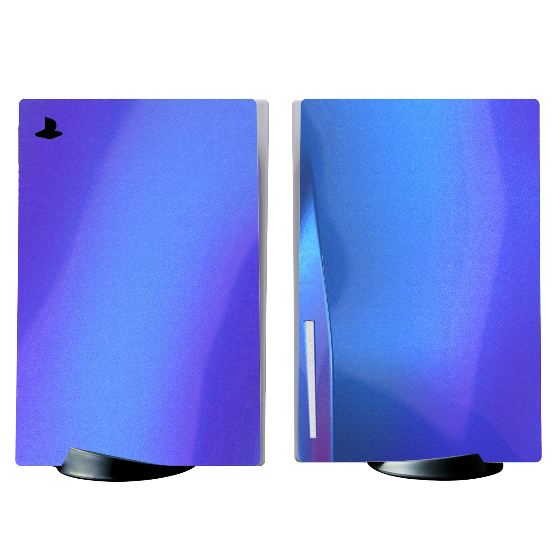 PlayVital Chrome Purple Blue Glossy Full Skin Decal Set for PS5 Console Disc Edition - Vinyl Sticker Cover for PS5 Controller, Charging Station, Headset & Media Remote - Perfect for Gaming Setup & Customization