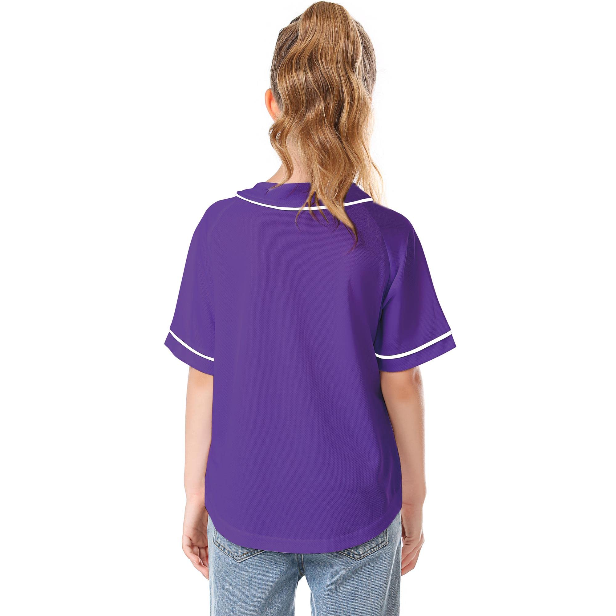 Kids Baseball Jersey Button-Up Boys & Girls T-Shirt | Trendy Hip Hop Short Sleeve Tee in Black & White | Perfect for Sports, Casual Wear & Street Style Fashion