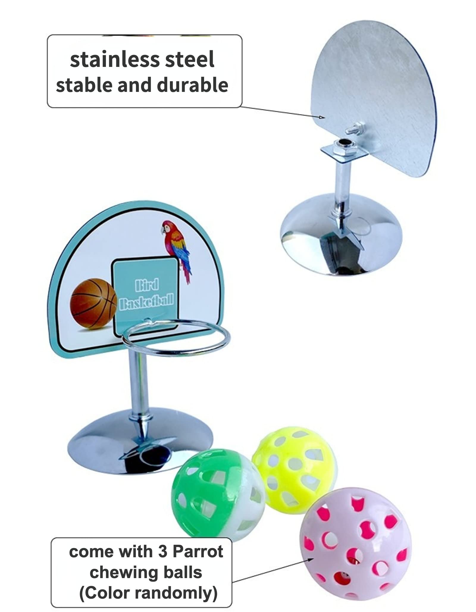 Parrot Training Toys - Interactive Bird Basketball Stacking Rings with Screw Base | Colorful Chewable Foraging Toys for Intelligence Development | Perfect for Cockatiels, Conures & Large Parrots | Cage & Playground Enrichment Activity