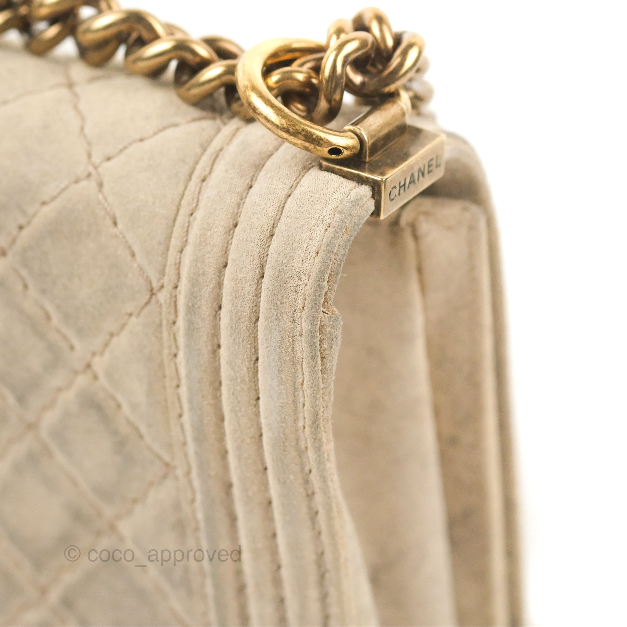 Chanel Boy Flap Bag - Quilted Distressed Suede Large Handbag for Women | Luxury Designer Shoulder Bag for Evening Parties & Special Occasions
