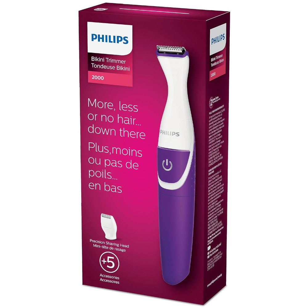 PHILIPS BRT383/50 Essential Bikini Trimmer for Women - Waterproof & Painless Hair Removal - Perfect for Travel & Sensitive Skin Care