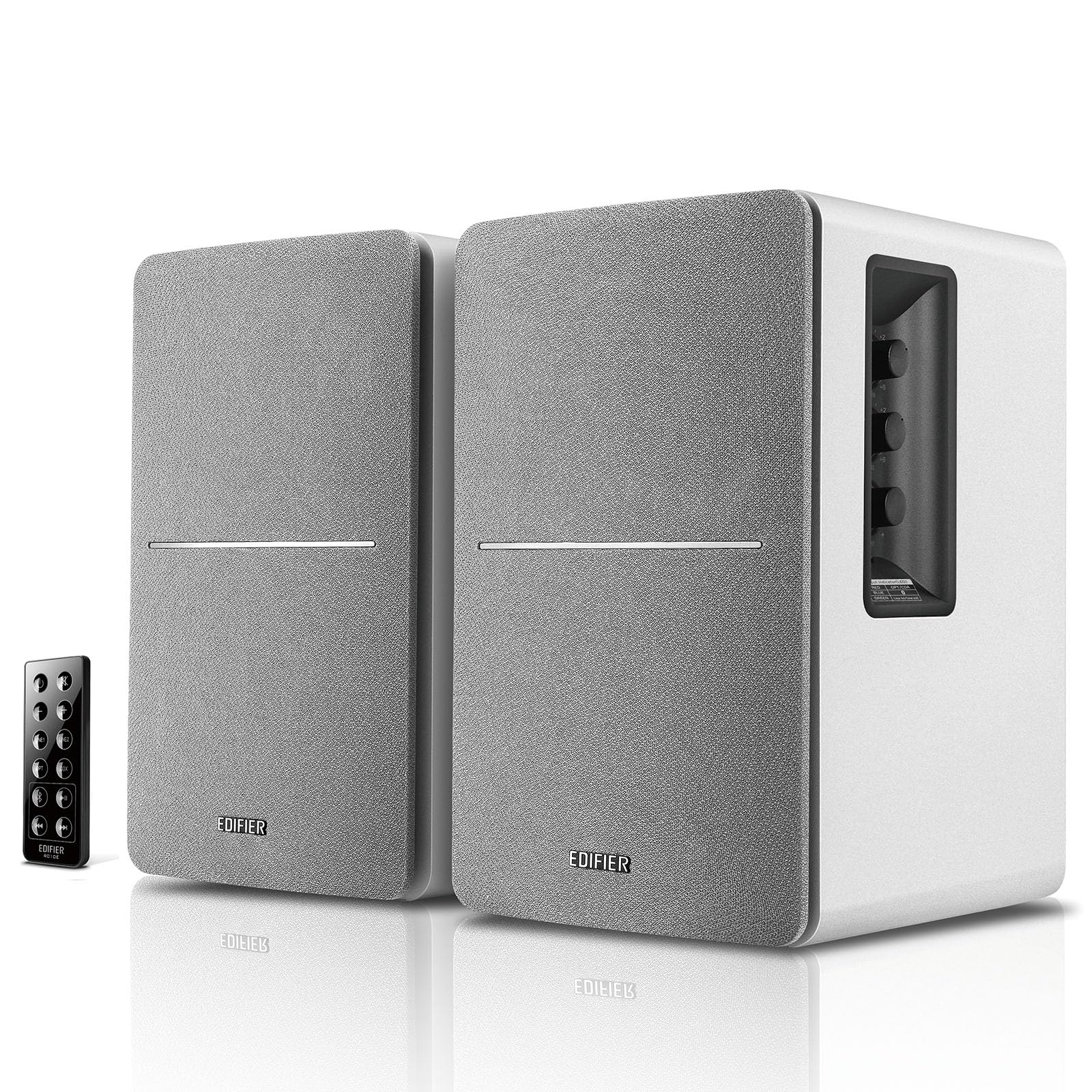 Edifier R1280DB Bluetooth Bookshelf Speakers - Wireless Studio Monitors with Optical Input, 4 Inch Near Field Speaker, 42W RMS, Wood Grain (White) - Perfect for Home Audio, Gaming & Music Streaming