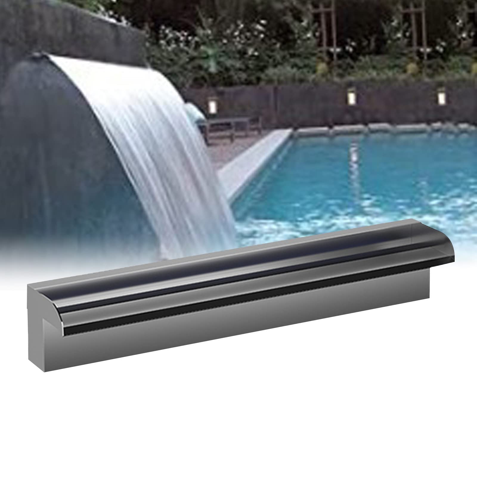 Stainless Steel Garden Waterfall Feature - 30/40/50/60cm Outdoor Water Fountain with Pond Pump | Cascading Water Blade for Patio, Yard & Landscape Decor | Perfect for Backyard, Zen Garden & Relaxation Spaces