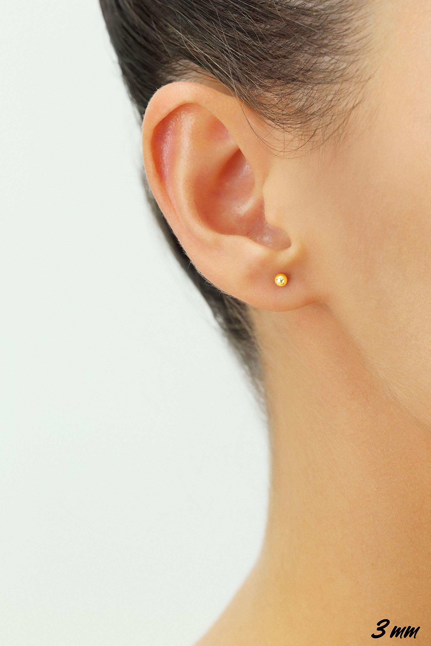 14K Yellow Gold Ball Stud Earrings with Secure Screw Backs - Perfect for Everyday Wear, Gifts & Special Occasions