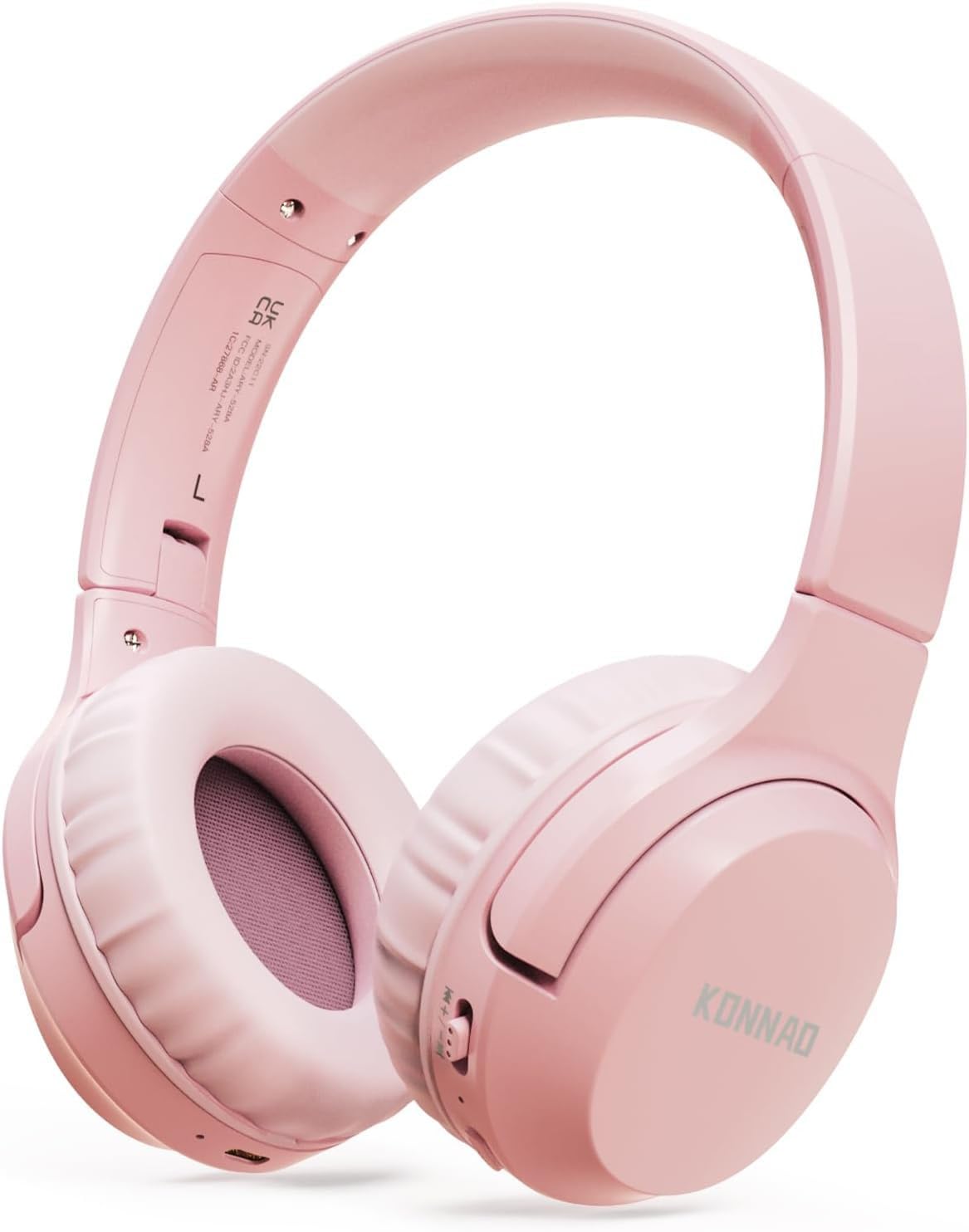 KONNAO Wireless Kids Headphones with Microphone - 60H Playtime, Foldable Over-Ear Design, Volume Limiter (85dB/94dB) for Safe Listening - Perfect for School, Online Classes, Travel & Gaming (Pink)