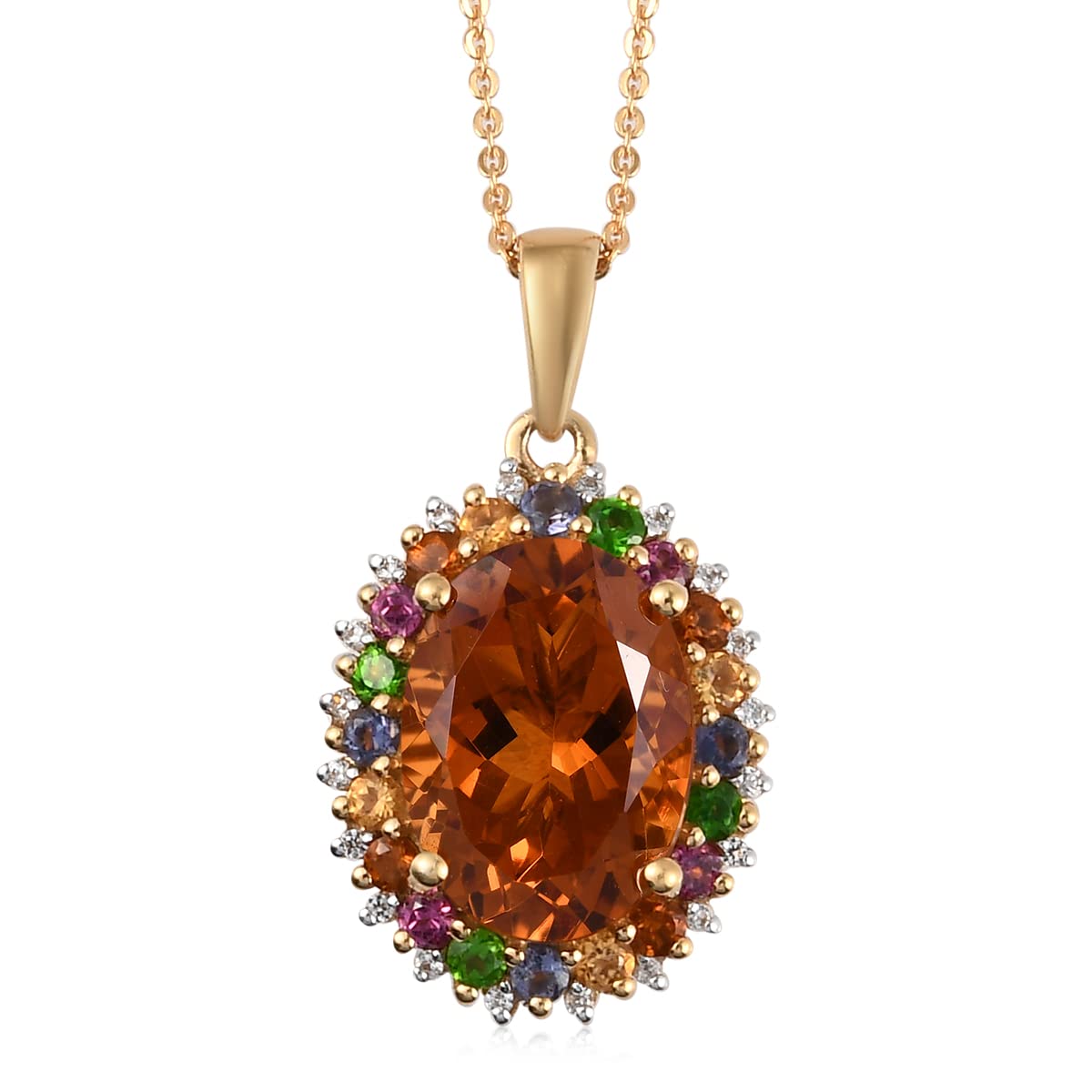 5.2 Carat Garnet Pendant Necklace for Women - 20