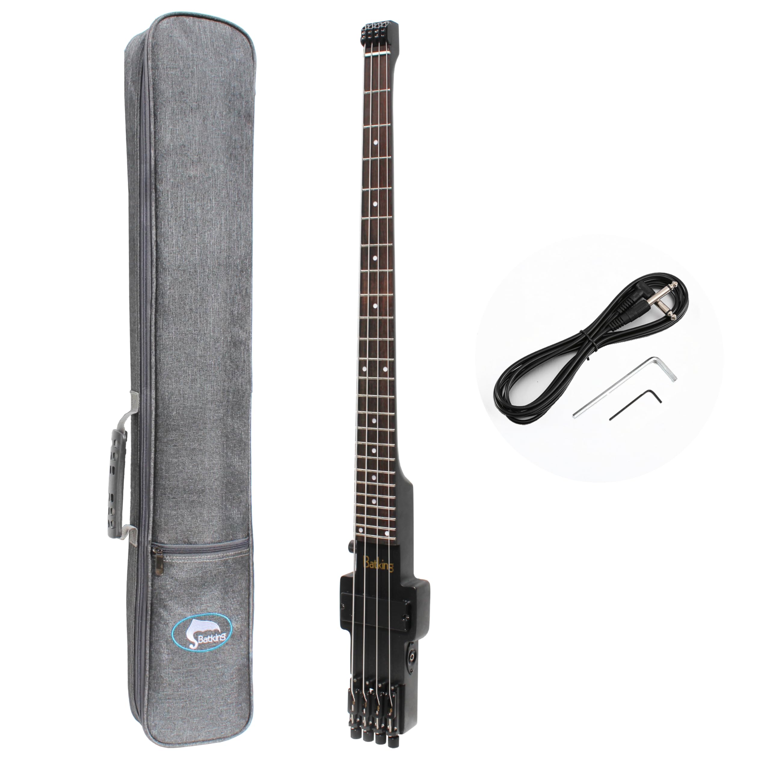 Headless 4-String Electric Bass Guitar with Gig Bag, Truss Rod & Cable - Perfect for Travel, Practice & Live Performances