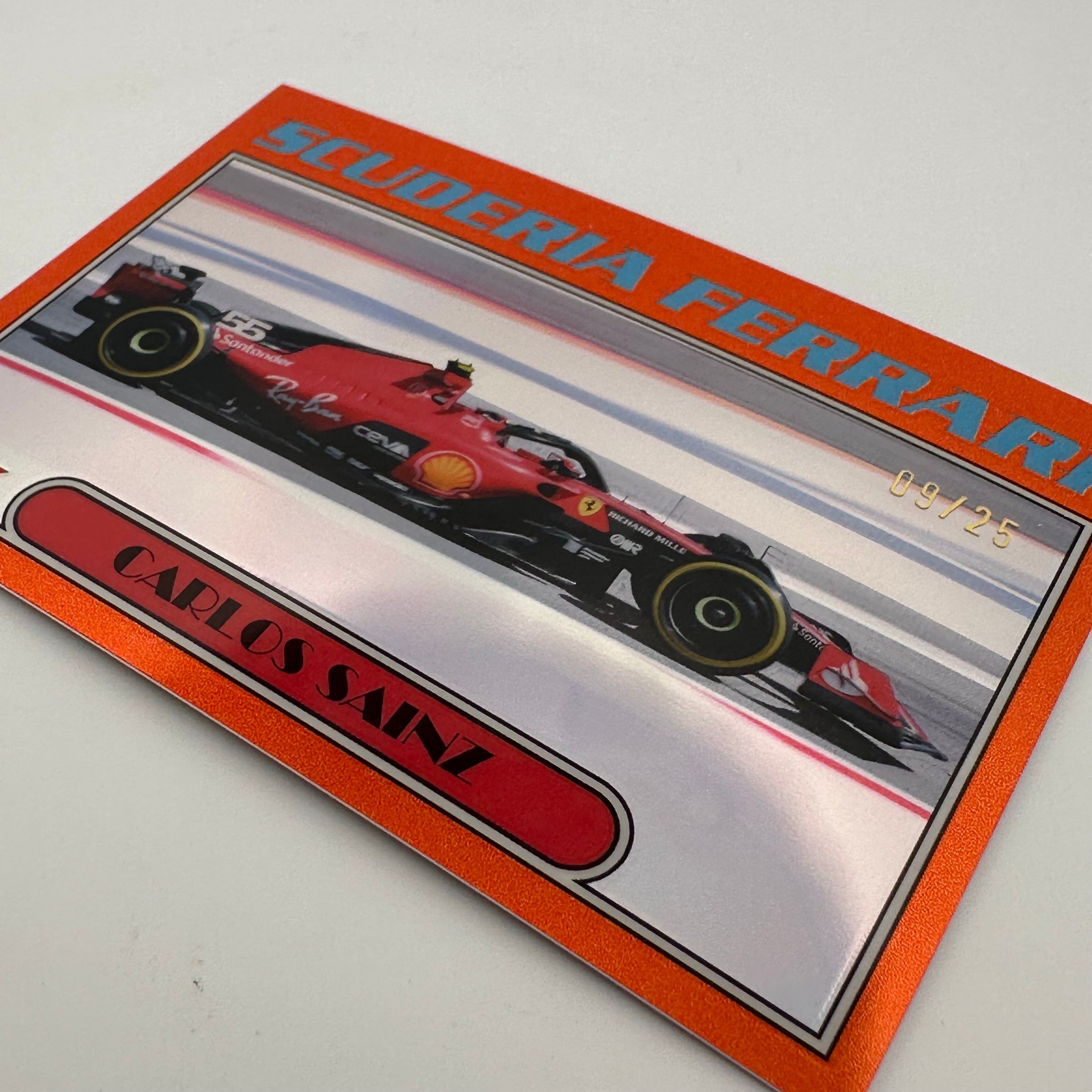 2023 Topps Chrome Carlos Sainz #AU77 CS Orange 9/25 - Rare Formula 1 Racing Card for Collectors & Fans - Perfect for Trading, Display, and Memorabilia Collections
