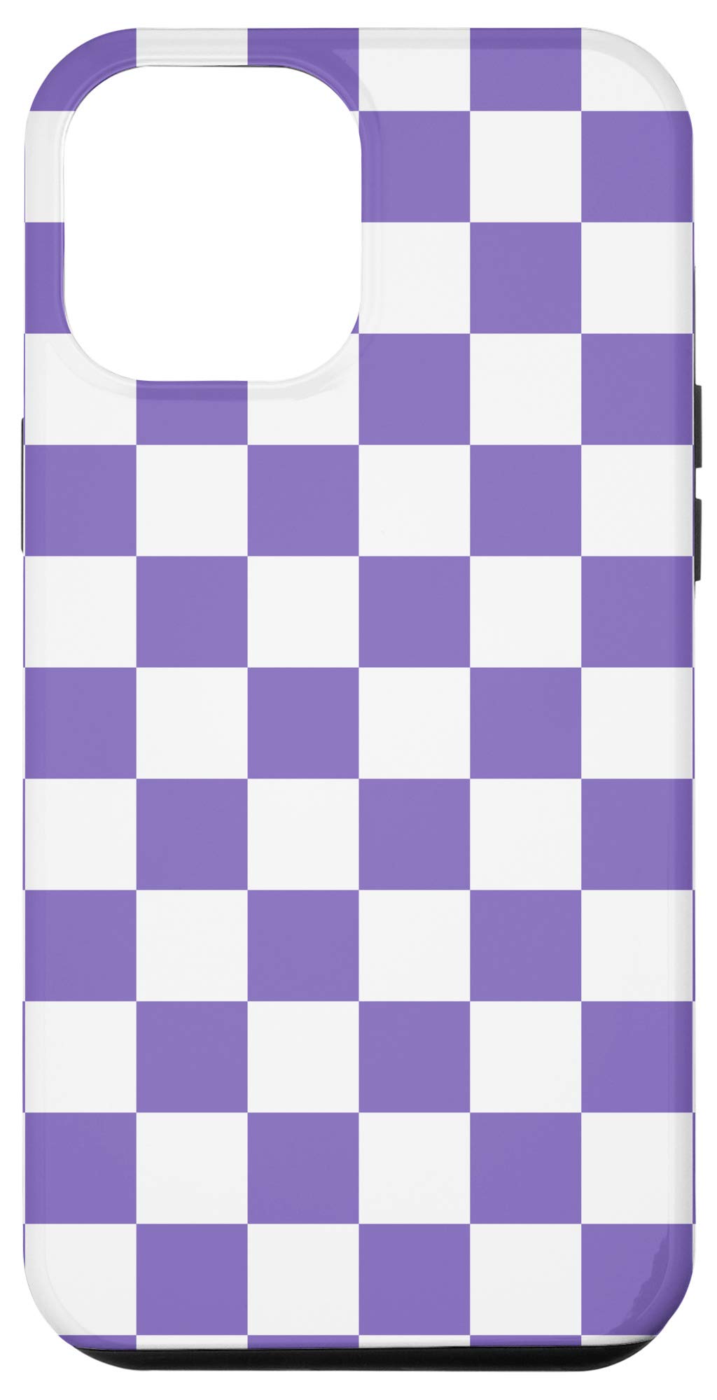 iPhone 12 Pro Max Case - Vintage Purple & White Checkerboard Design | Slim Protective Cover for Daily Use, Travel & Work | Compatible with Wireless Charging