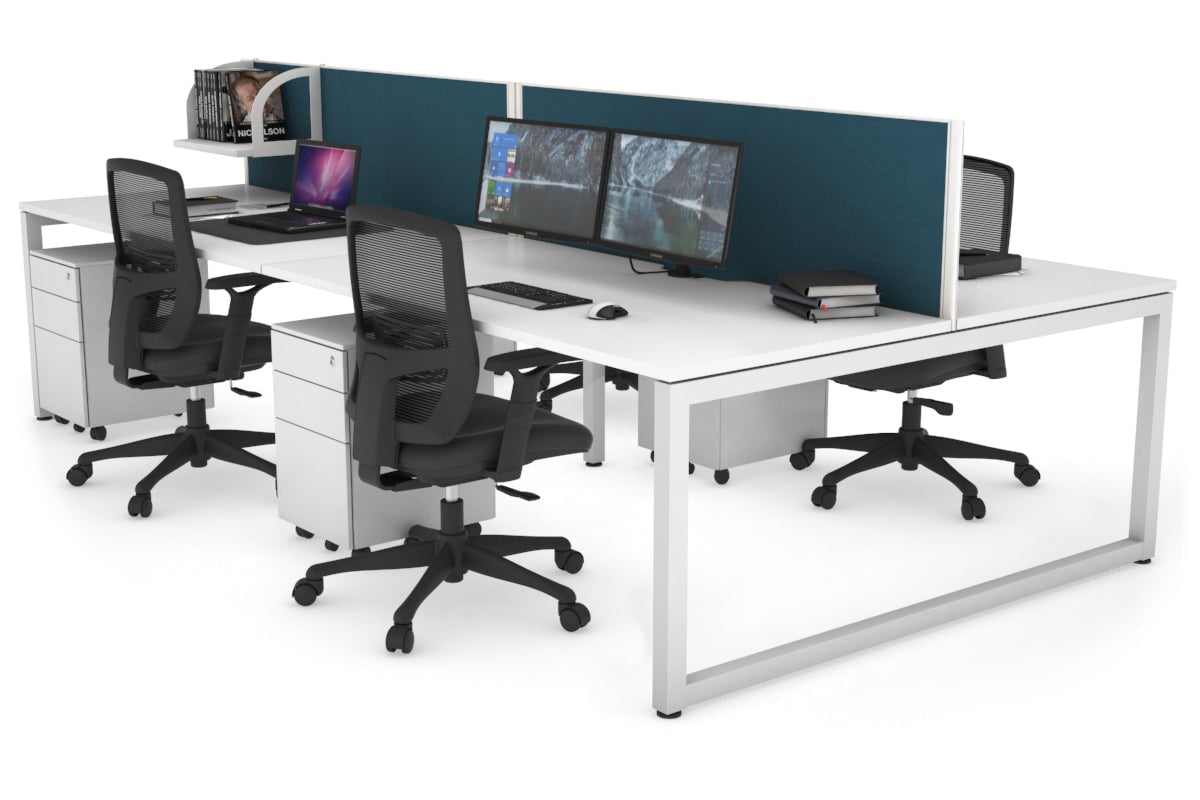 Quadro Loop Legs 4 Person Office Workstation - 1800L x 800W with Cable Management Scallop - Ideal for Collaborative Workspaces & Open Office Environments