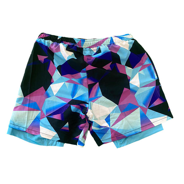 Men's Sky Pastel Diamond Geo 2-in-1 Compression Shorts - Athletic Workout Running Gym & Lounge Wear for Active Lifestyle
