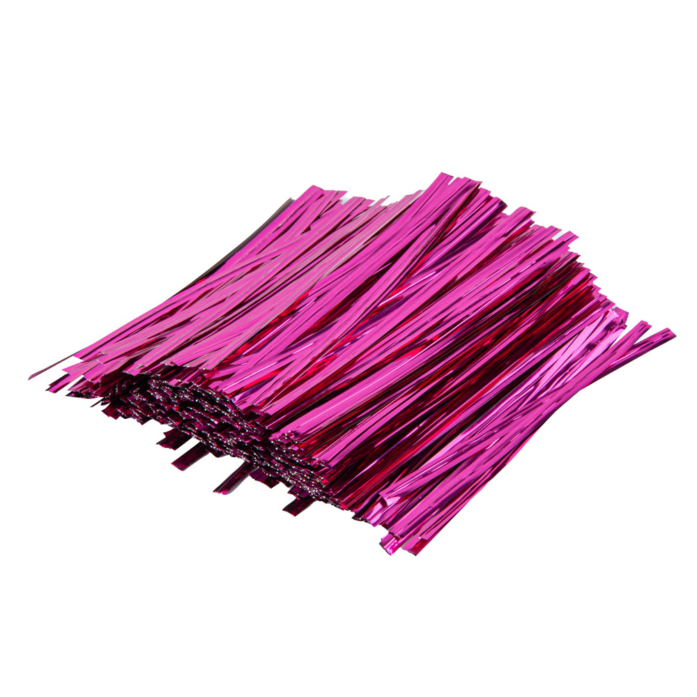 Pink Metallic Twist Ties for Bags - 500 Count Box | Reusable Bag Closures for Food Storage, Gift Wrapping & Organizing
