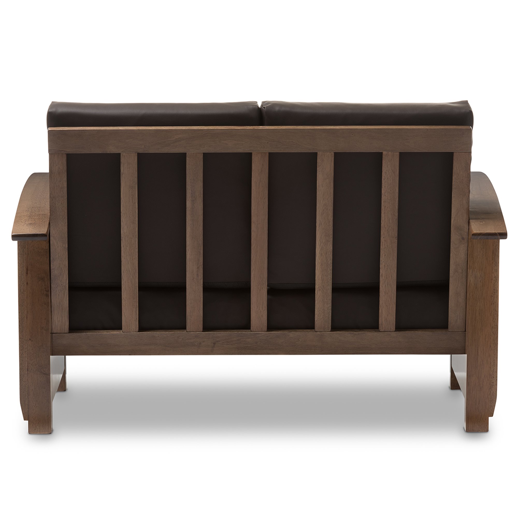 Baxton Studio 424-6901-AMZ Modern Brown Leather Love Seat Sofa for Living Room, Small Space & Apartment - Comfortable Two-Seater Couch with Sturdy Frame