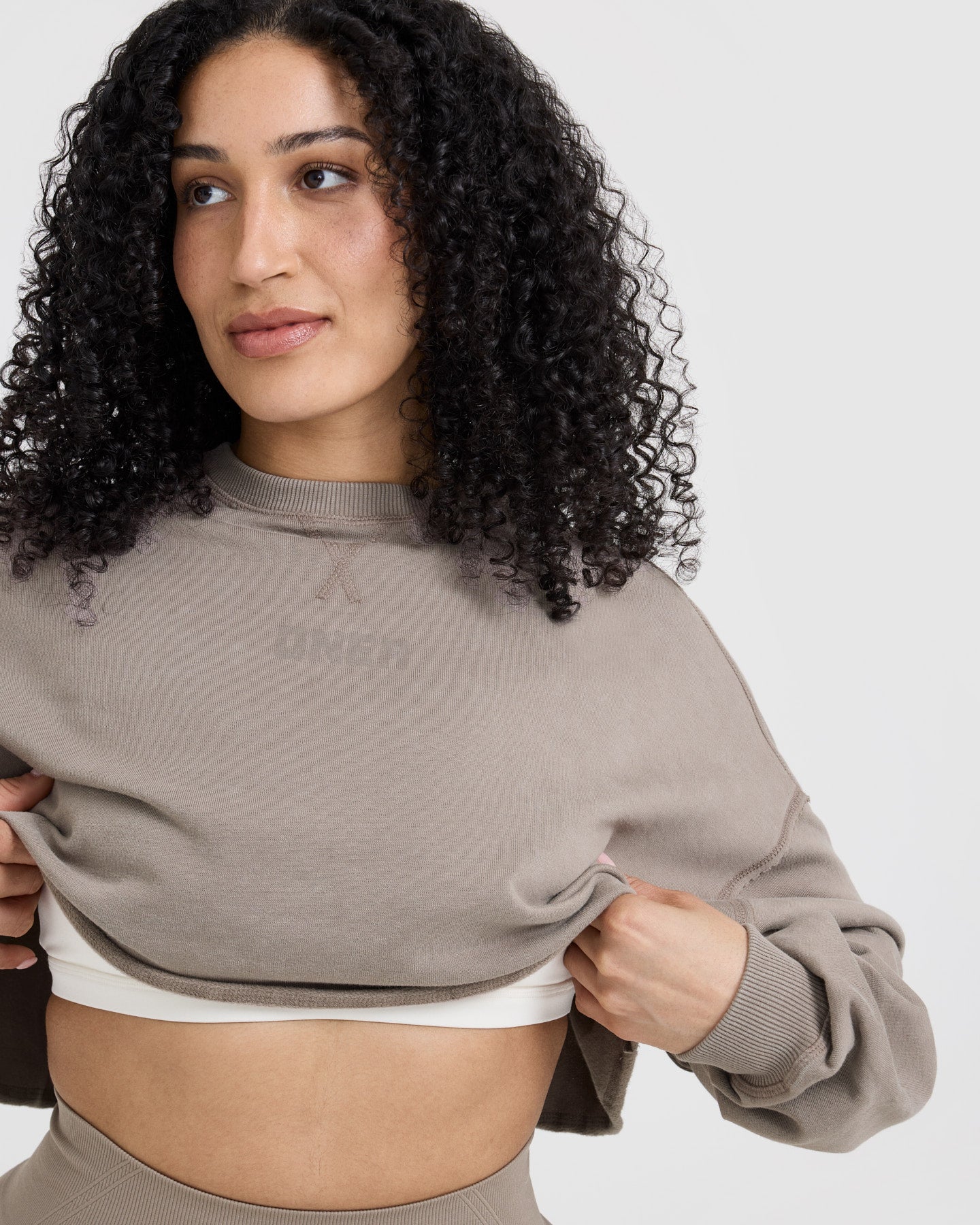 Raw Lounge Crop Sweatshirt | Soft Minky Fabric | Comfortable Casual Wear for Women | Perfect for Lounging at Home or Running Errands