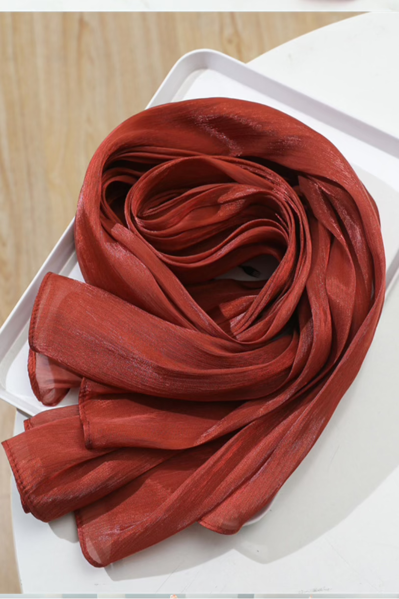 Jimmy Choo Organza Hijab Scarf - Elegant Rust Color for Women, Perfect for Daily Wear, Special Occasions & Modest Fashion