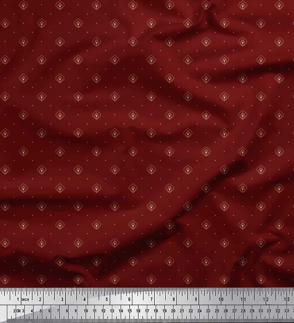 Soimoi Moss Georgette Brown Fabric by The Yard - 42 Inch Wide Printed Fabric with Geometric & Ogee Patterns - Contemporary Design for Dresses, Curtains & Home Decor