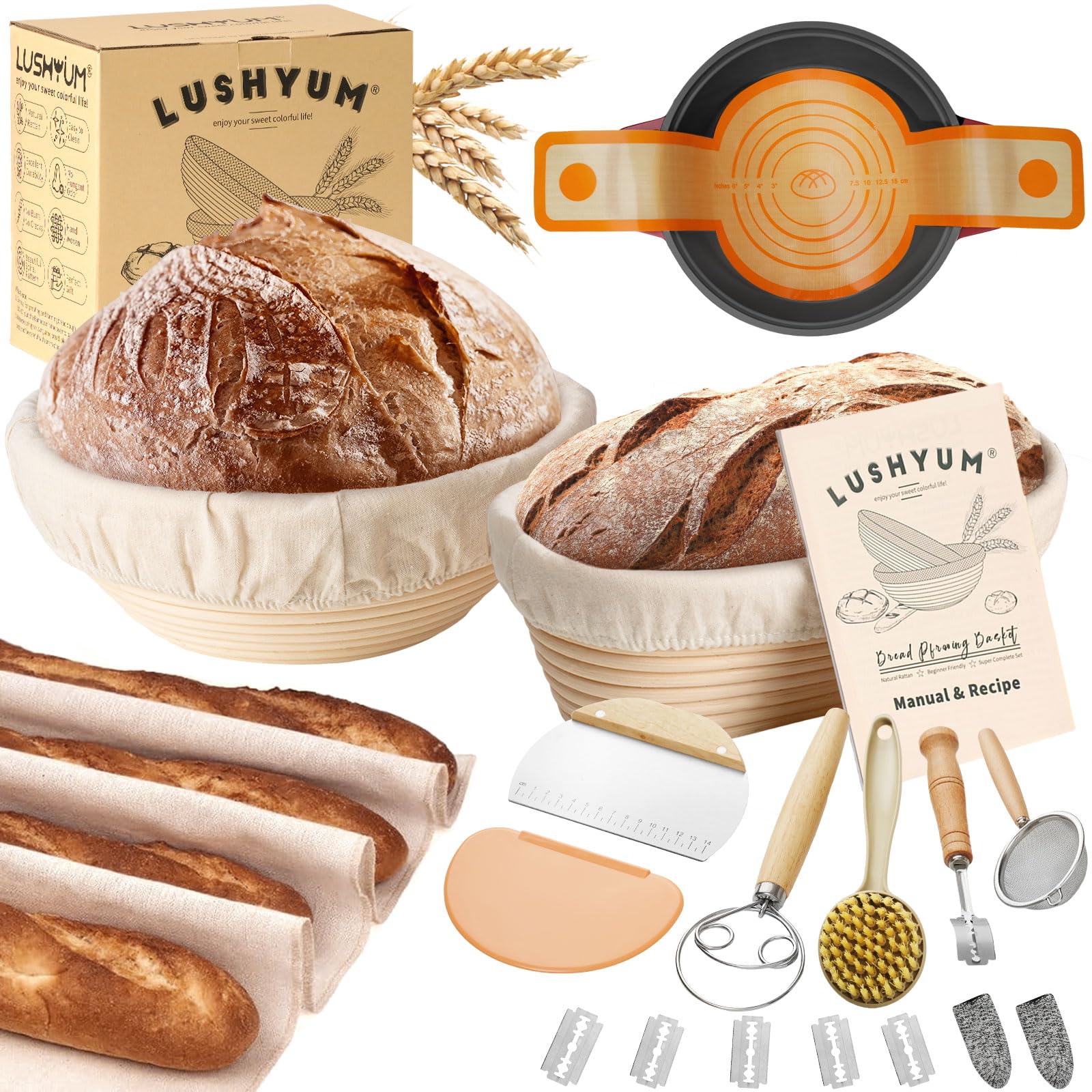 Banneton Bread Proofing Basket Set of 2 - 10