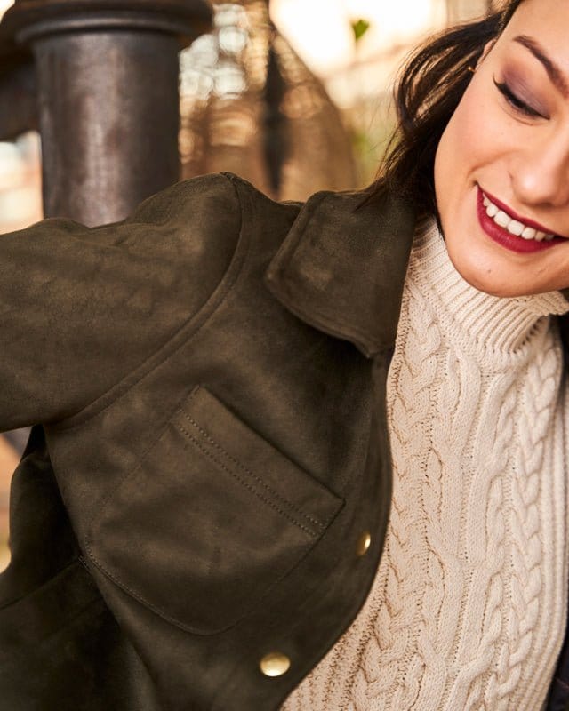 Eco-Friendly Camille Recycled Vegan Button-Up Jacket for Women - Sustainable Green Outerwear for Casual Wear & Office Outfits