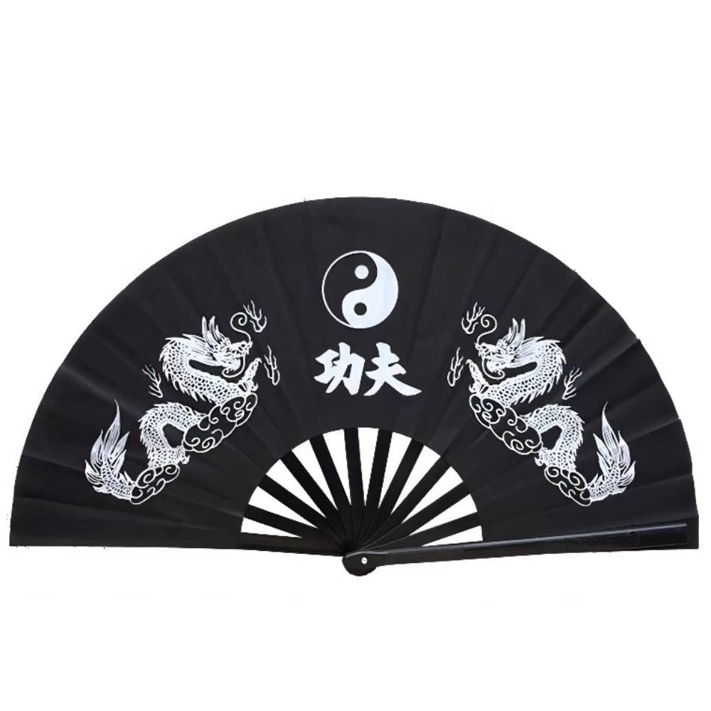 Decorative Handheld Folding Fan - Traditional Chinese/Japanese Style Kung Fu Fan with Dragon Pattern - Large Hand Fan for Home Decor, Wushu, Tai Chi, Dance - Perfect Festival Gift for Women & Men - Ideal for Weddings, Performances, and Cultural Events