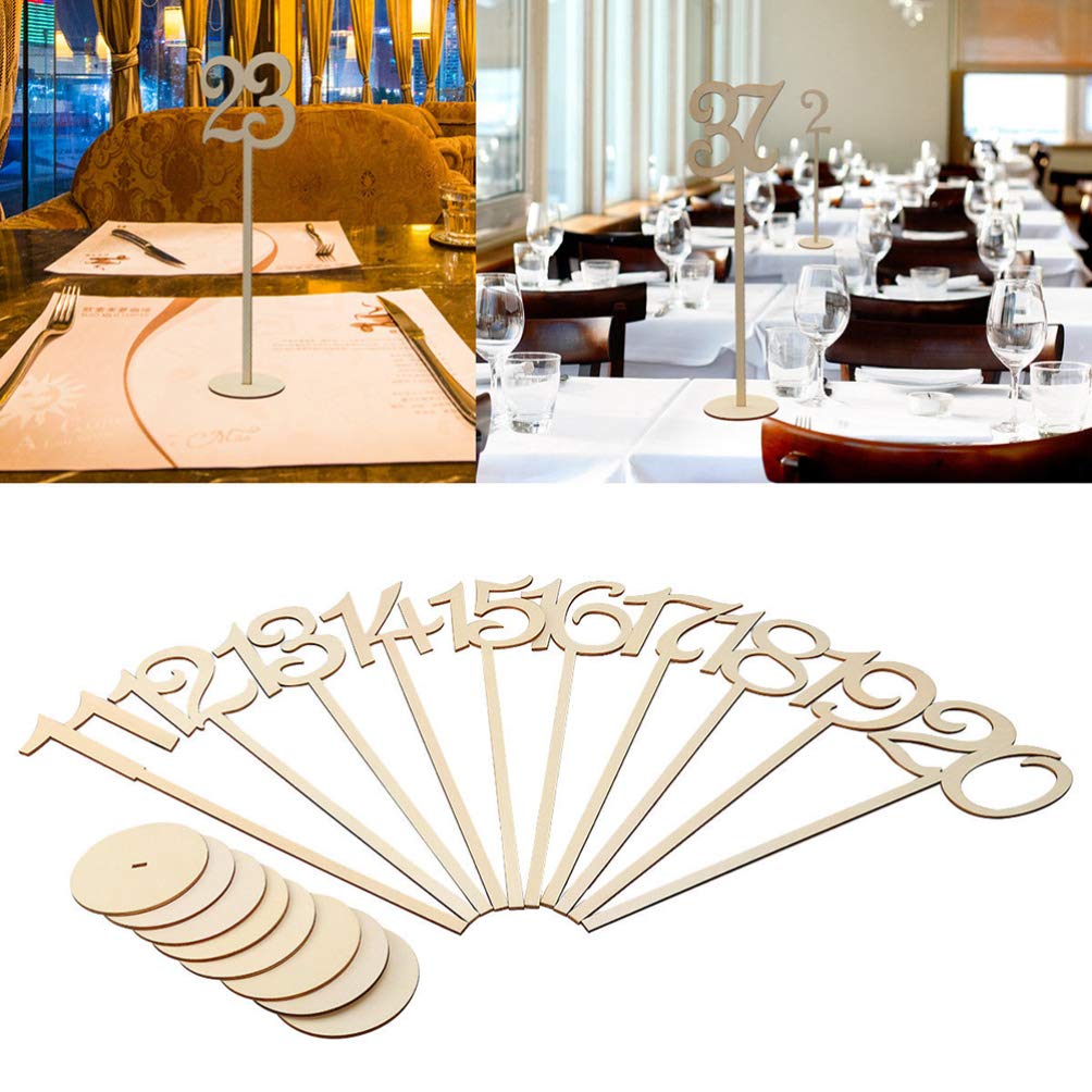 LIOOBO 25pcs Wooden Wedding Table Numbers - Rustic Elegant Table Decor for Wedding Reception, Anniversary, Bridal Shower - Perfect for Centerpieces, Place Cards, and Event Signage