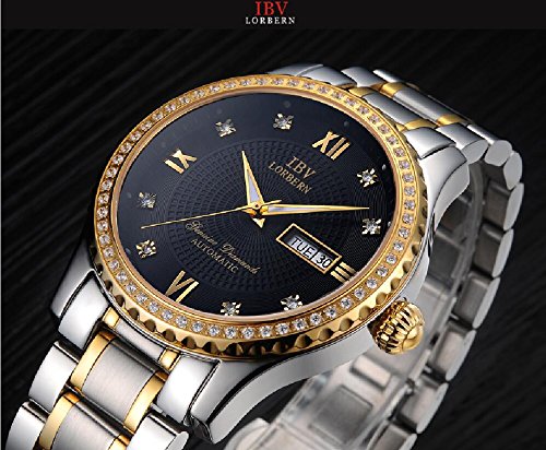 Swiss Automatic Mechanical Watch for Men & Women - Diamond-Accented Two-Tone Couple Watches | Luxury Dress Watch for Anniversary, Wedding & Special Occasions