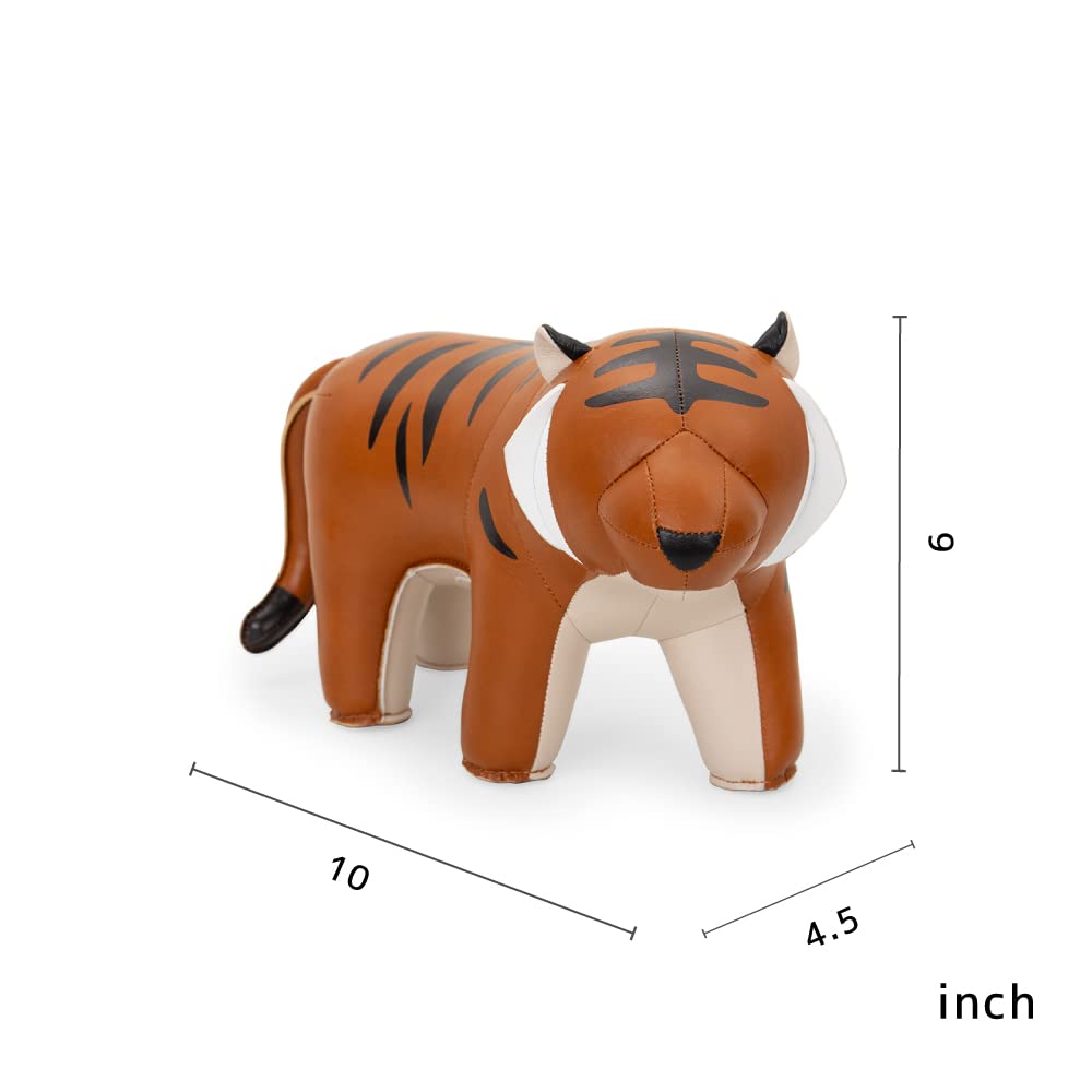 Zuny Gaze Series Tiger Hunt Bookend - Stylish Tan Decorative Book Holder for Shelves, Office & Home Decor - Perfect for Organizing Books, Displaying Collectibles & Adding Elegance to Any Room