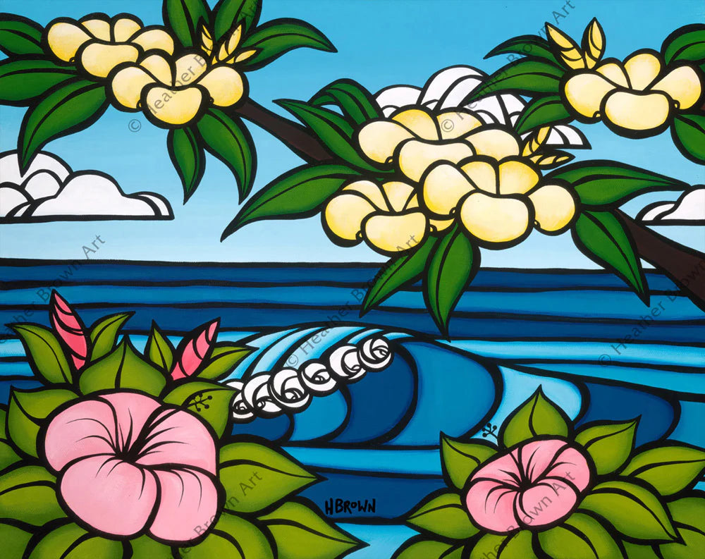 Hawaiian Flowers by Heather Brown - Open Edition Giclee Art Print | Tropical Wall Decor for Home, Office & Gift